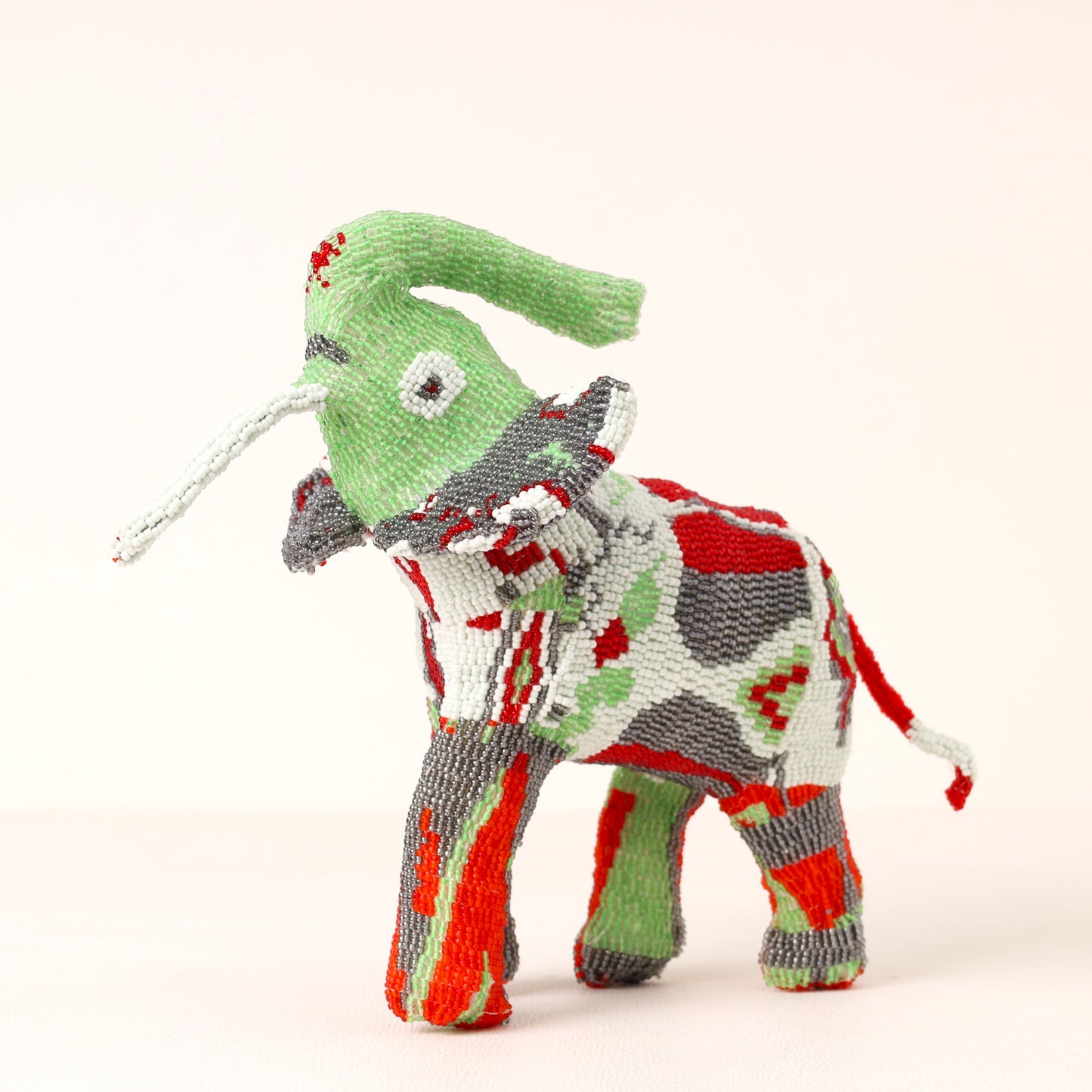 Handmade African beaded elephant sculpture