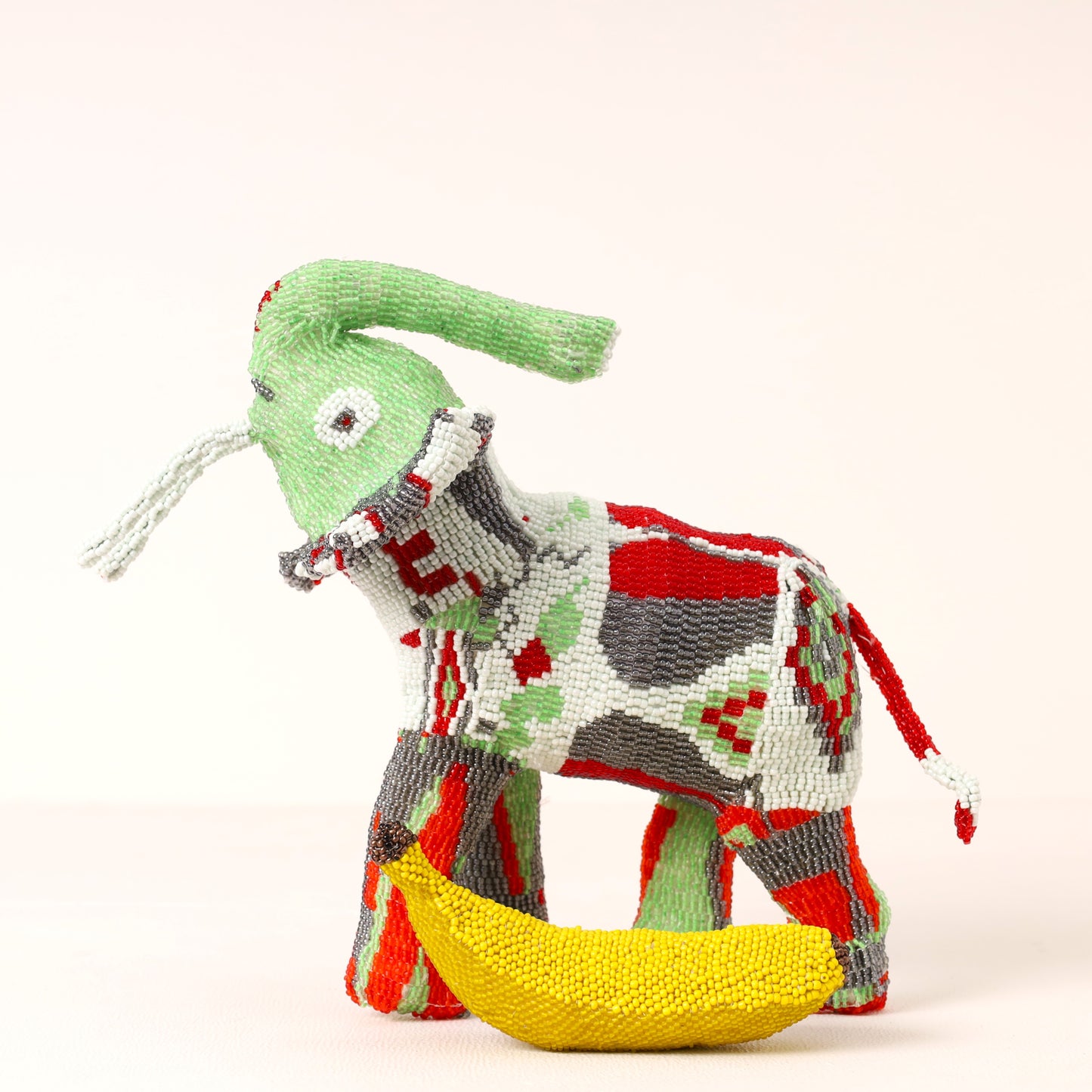 Handmade African beaded elephant sculpture