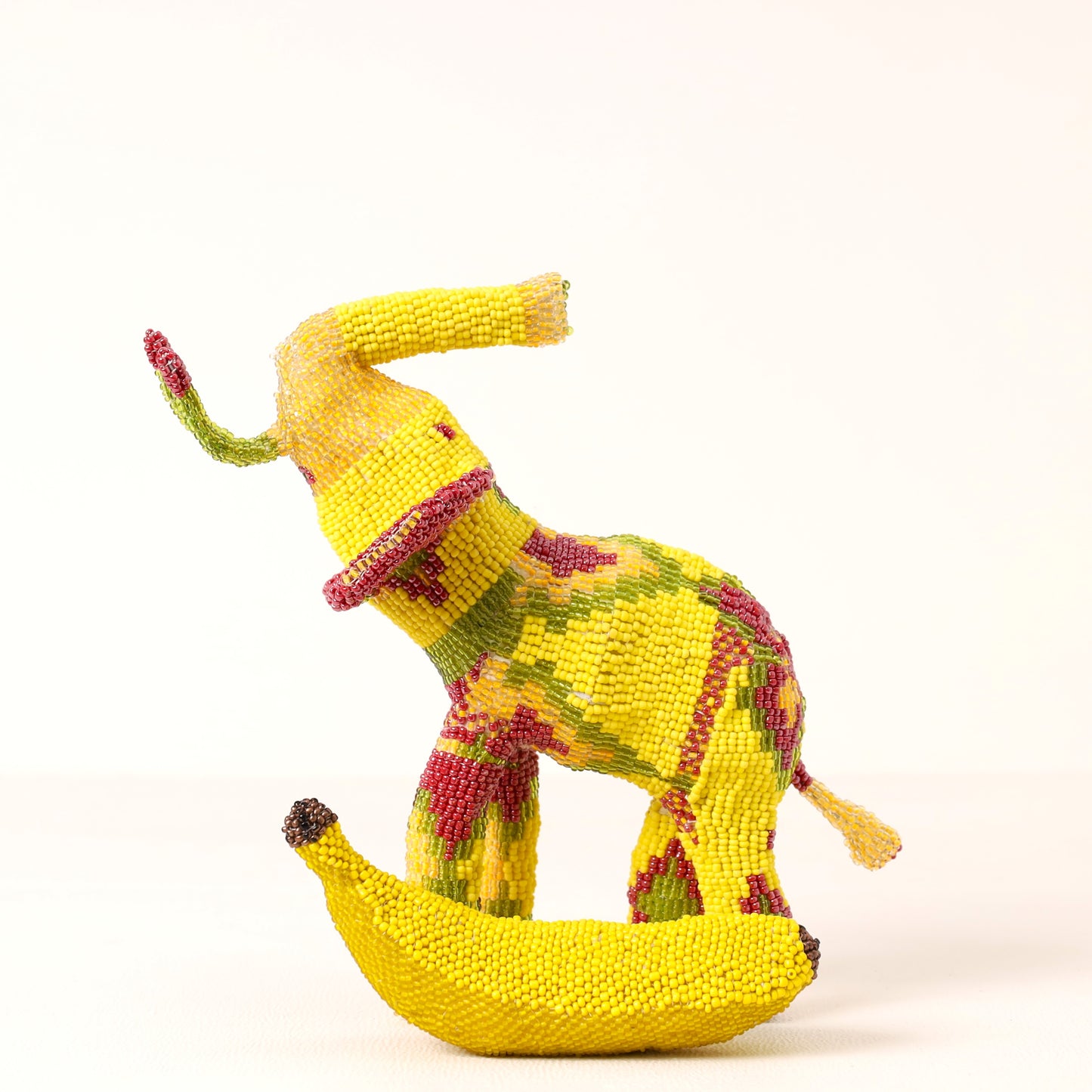 Handmade African beaded elephant sculpture