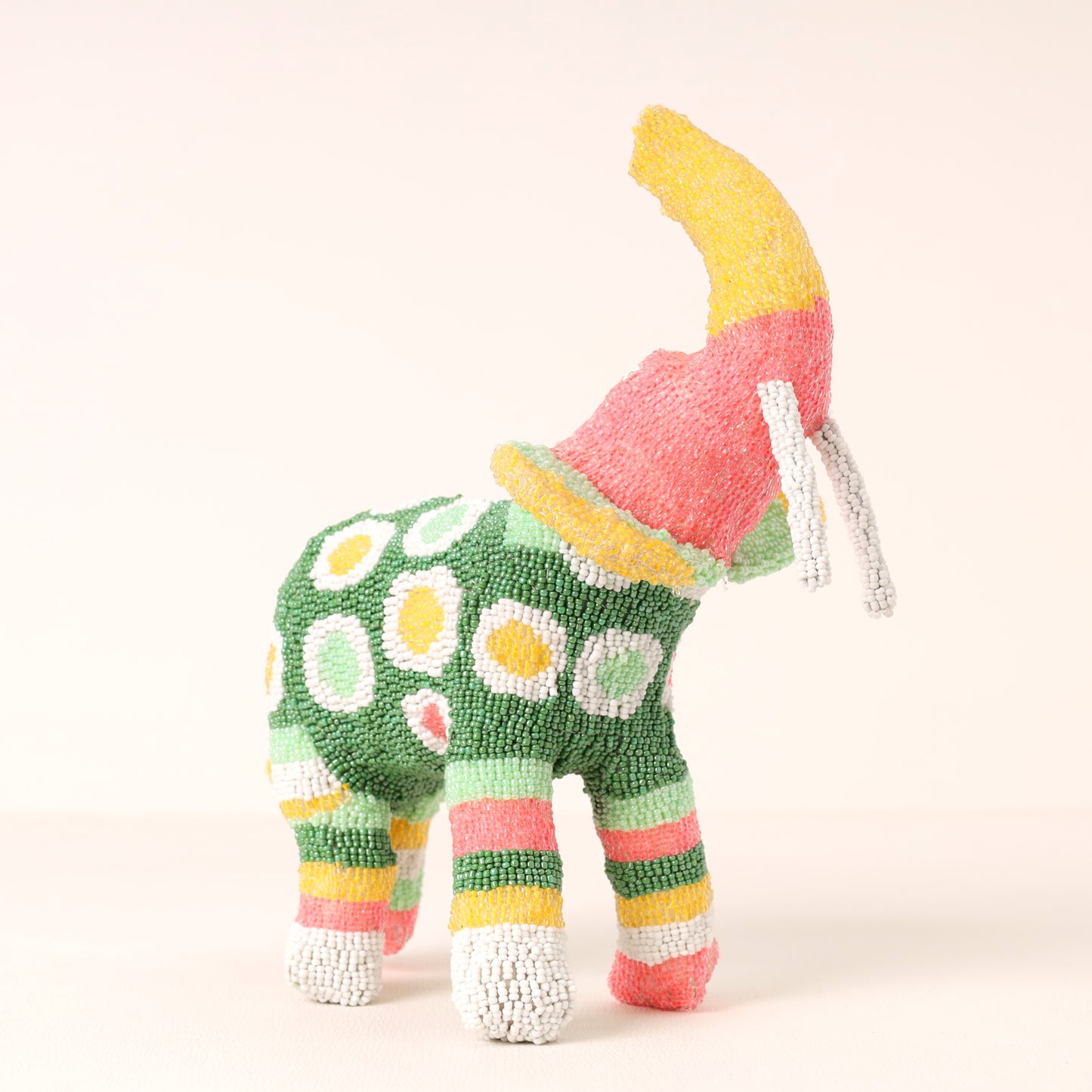 Handmade African beaded elephant sculpture