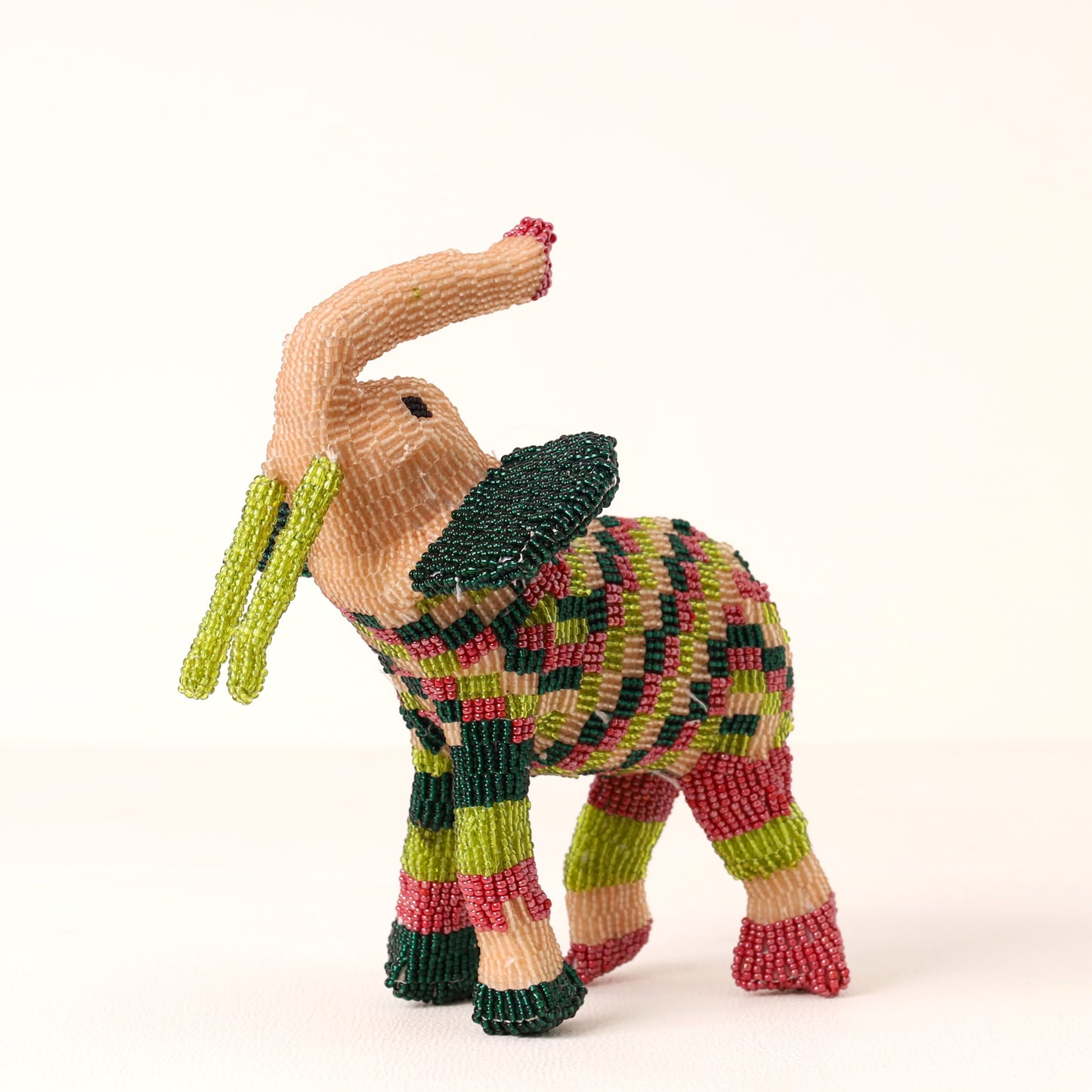 Handmade African beaded elephant sculpture