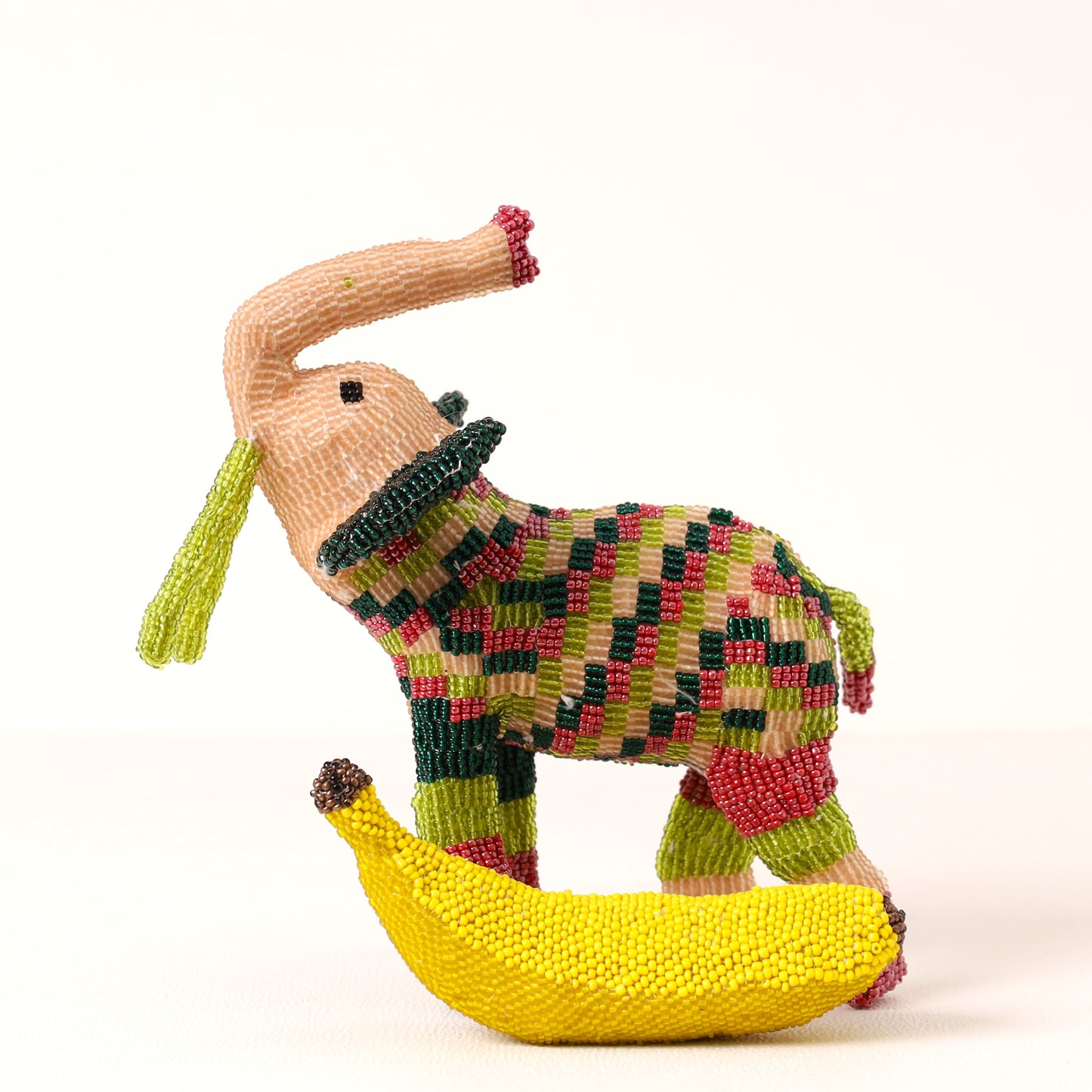 Handmade African beaded elephant sculpture