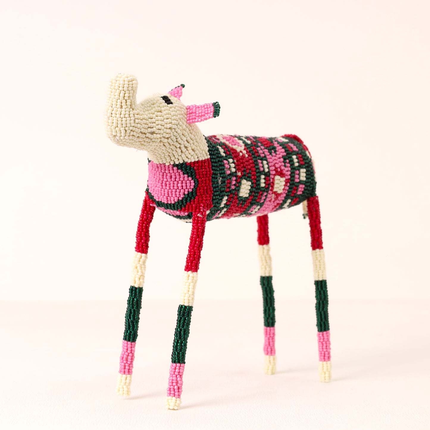 Handmade African beaded elephant sculpture