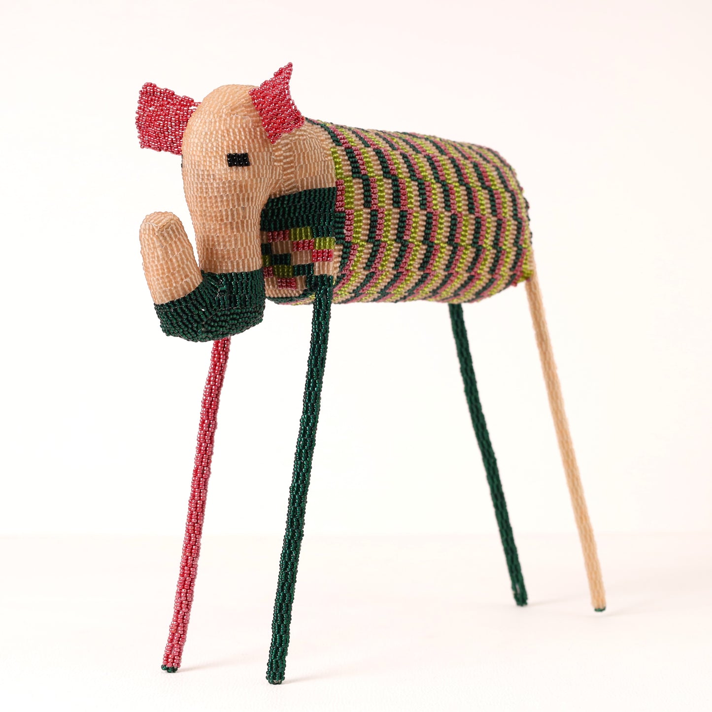 Handmade African beaded elephant sculpture
