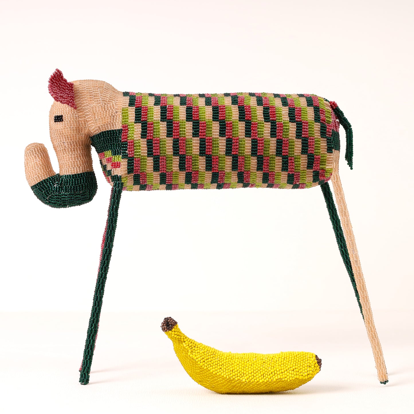 Handmade African beaded elephant sculpture