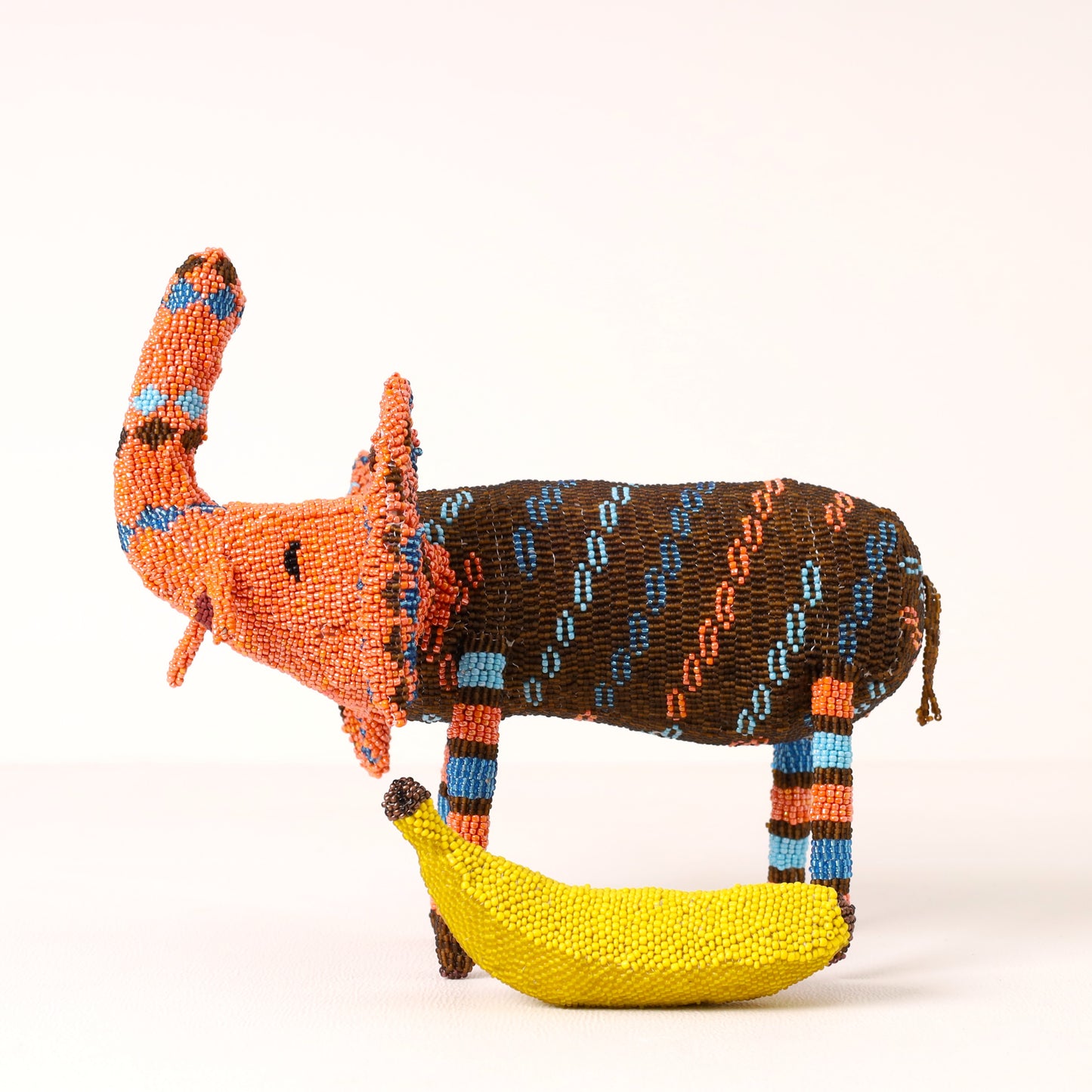 Handmade African beaded elephant sculpture