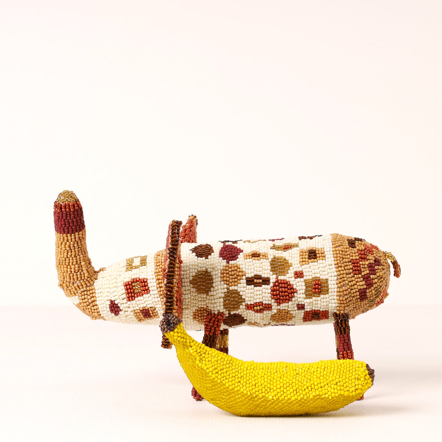 Handmade African beaded elephant sculpture