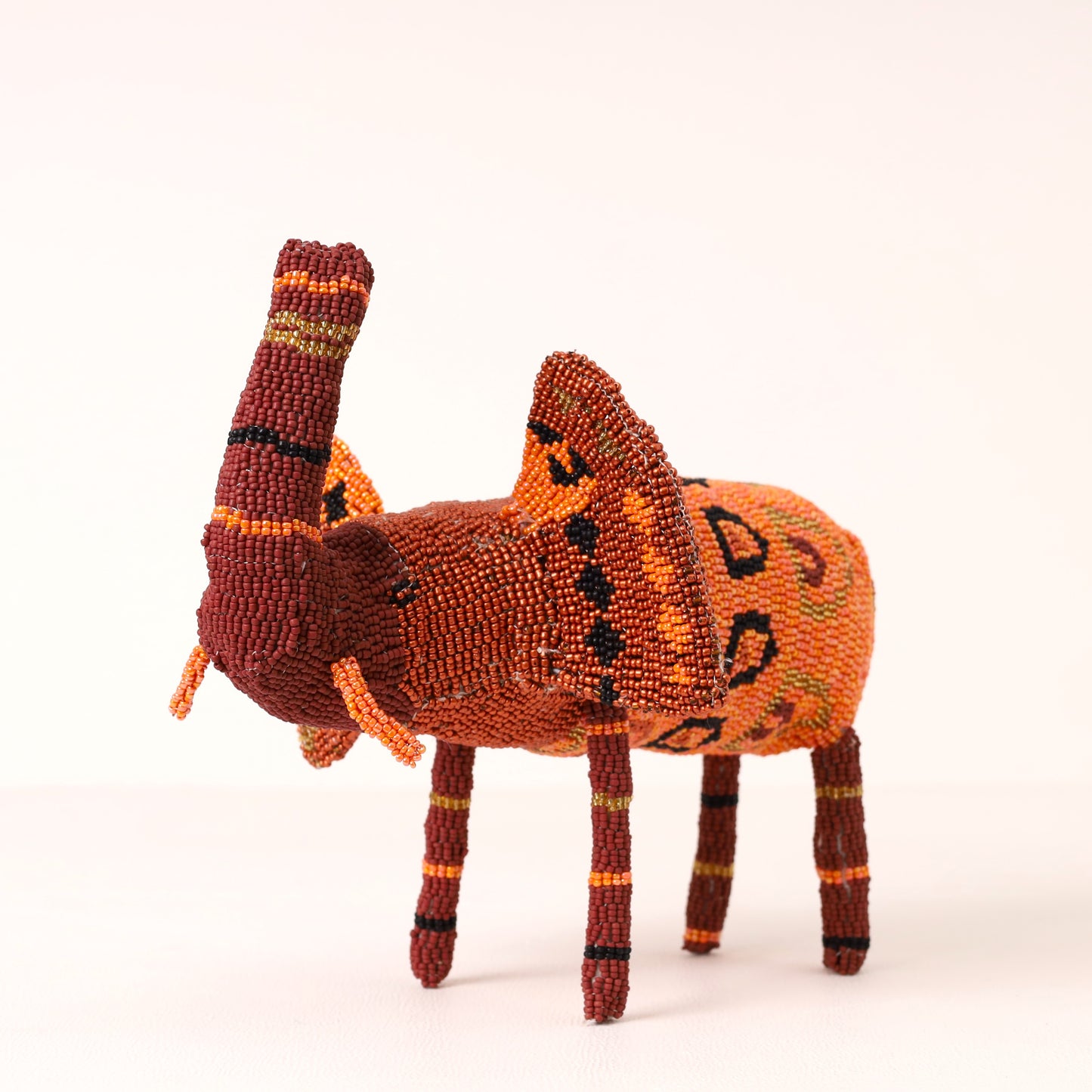 Handmade African beaded elephant sculpture