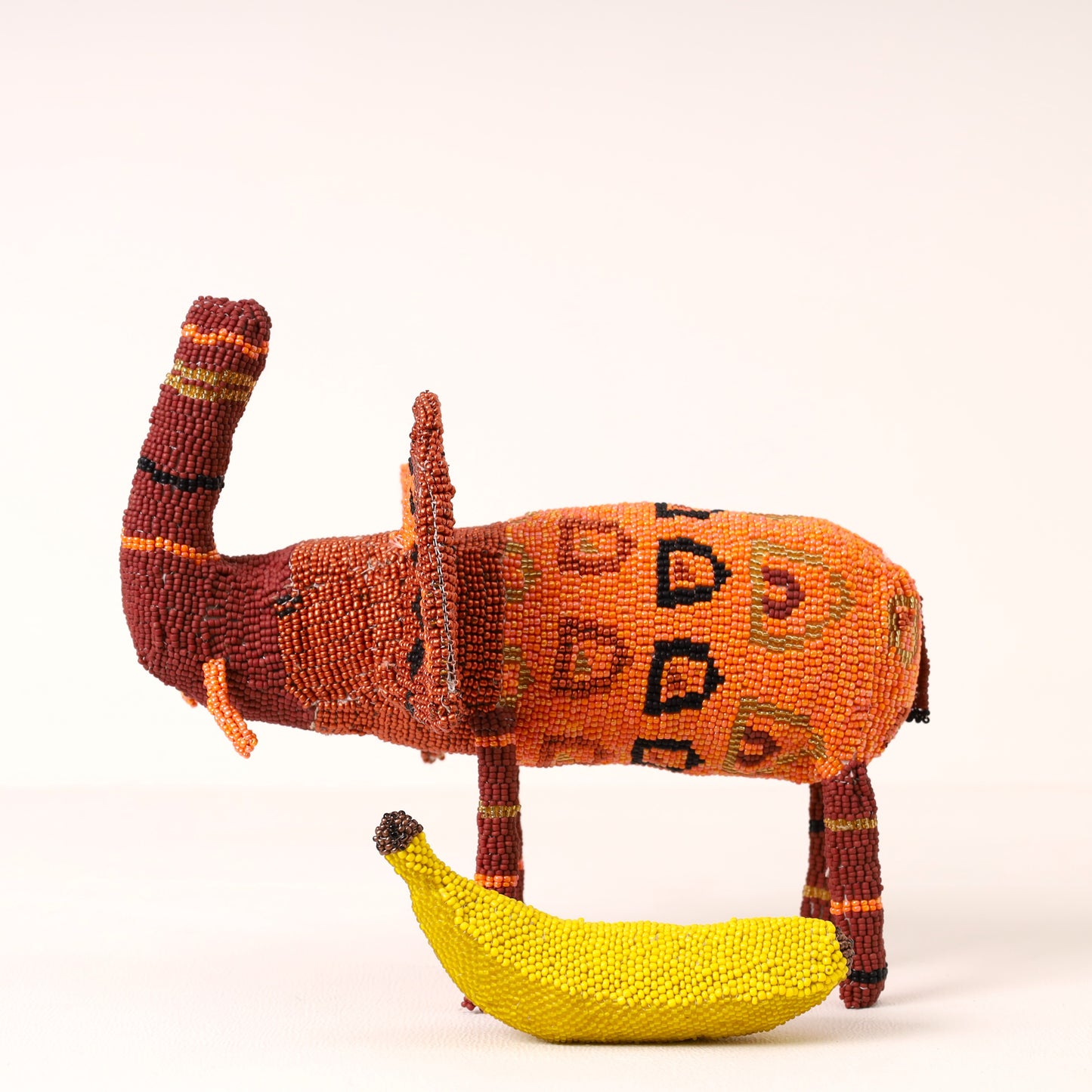 Handmade African beaded elephant sculpture