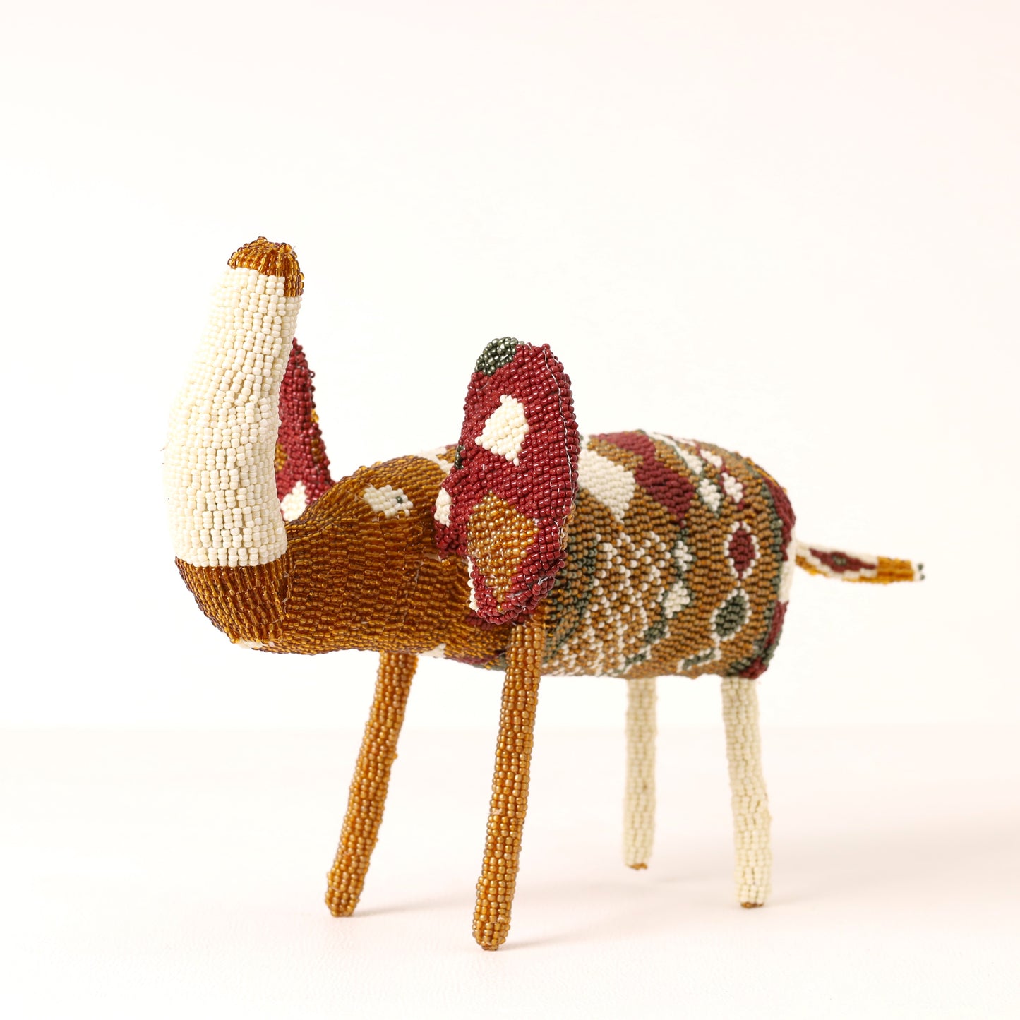 Handmade African beaded elephant sculpture