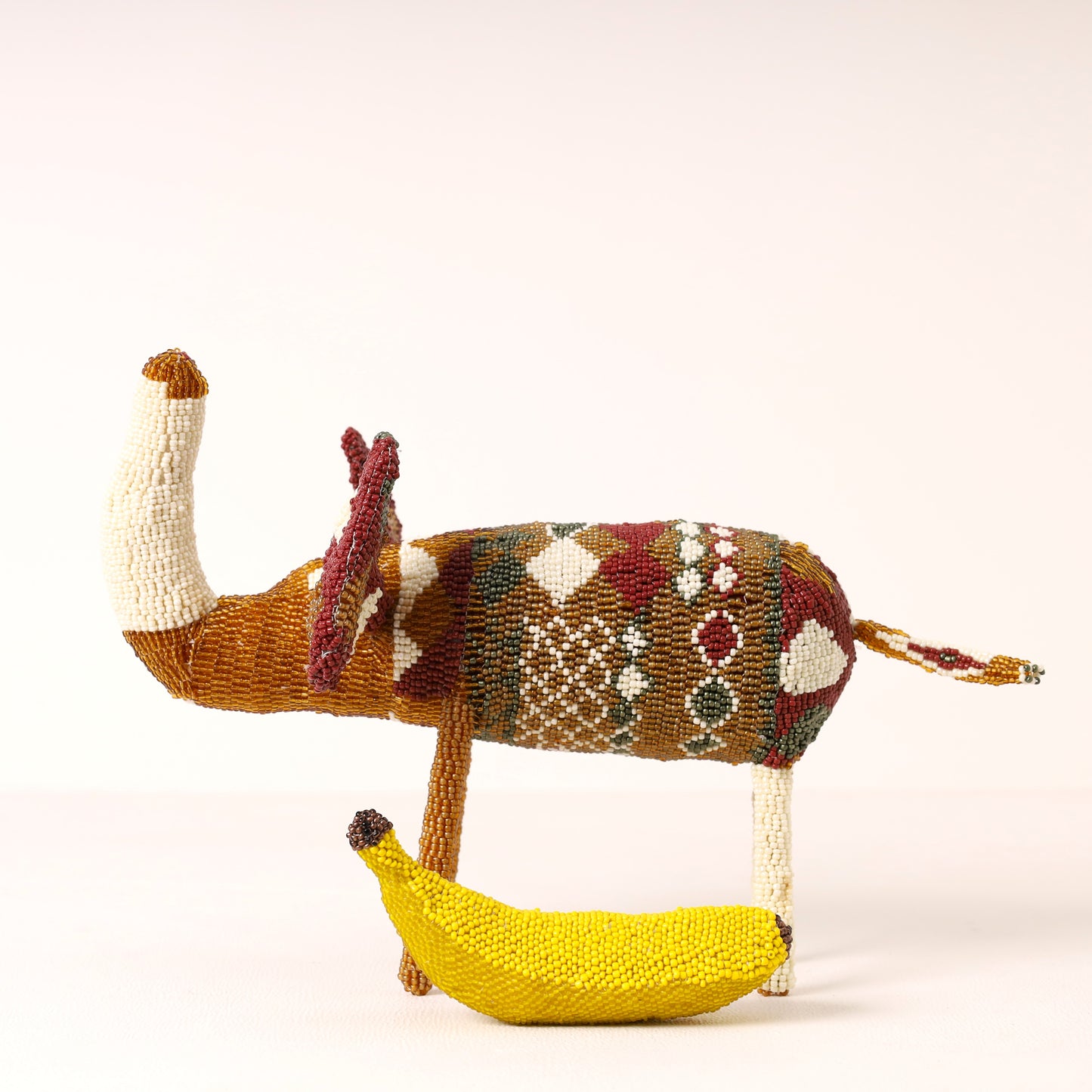Handmade African beaded elephant sculpture