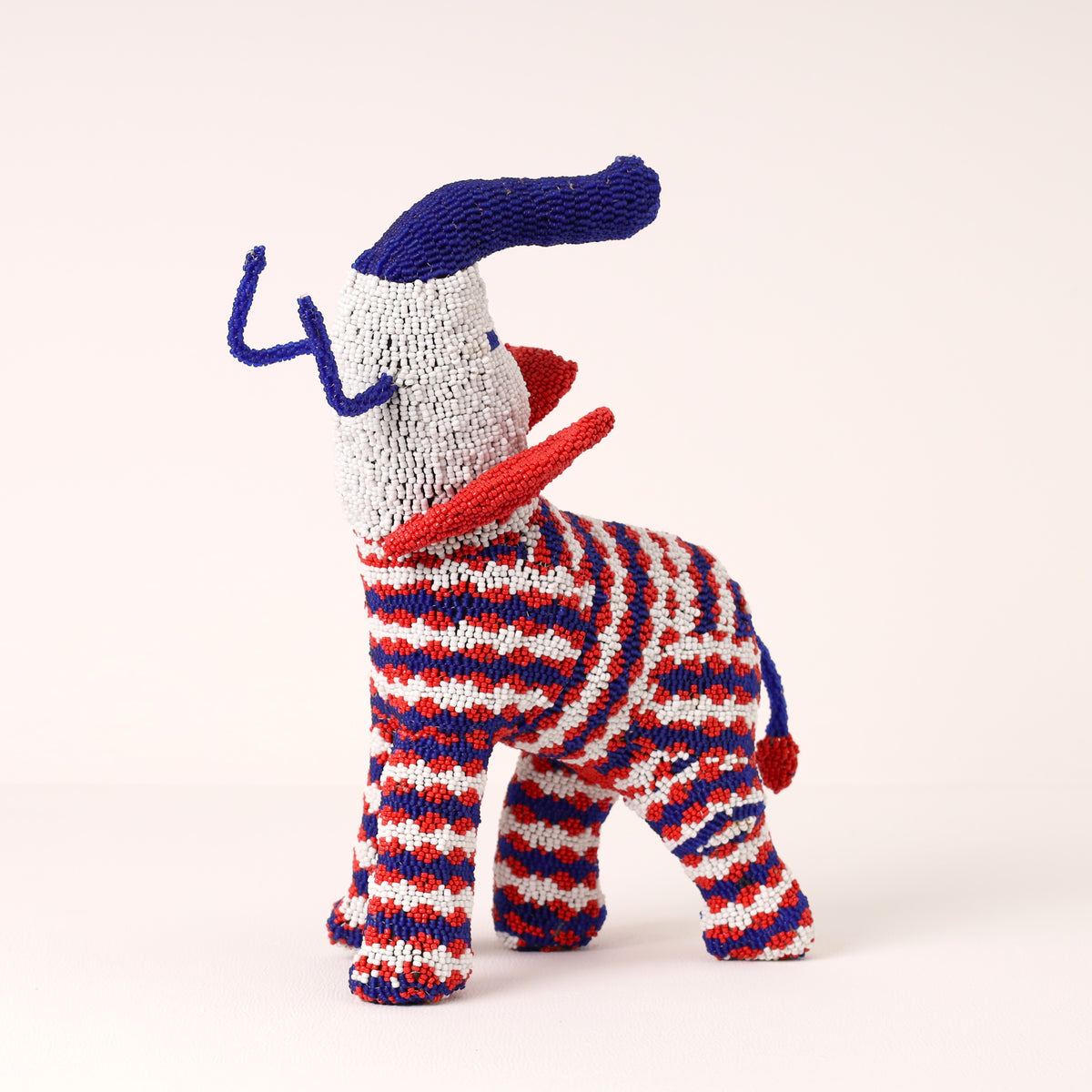 Handmade African beaded elephant sculpture