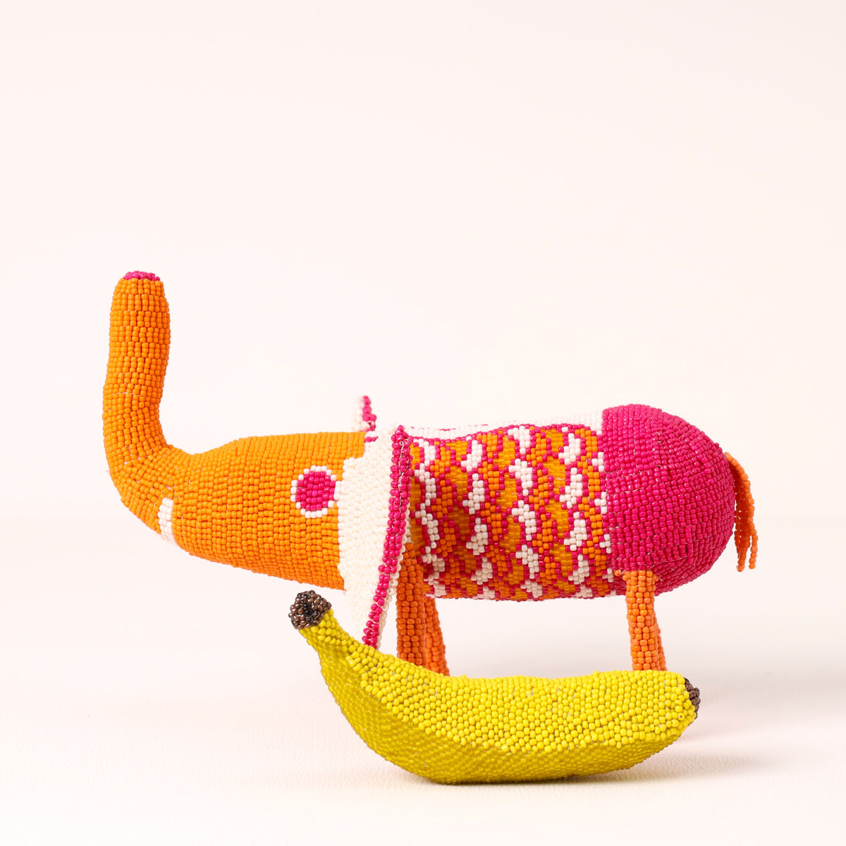 Handmade African beaded elephant sculpture