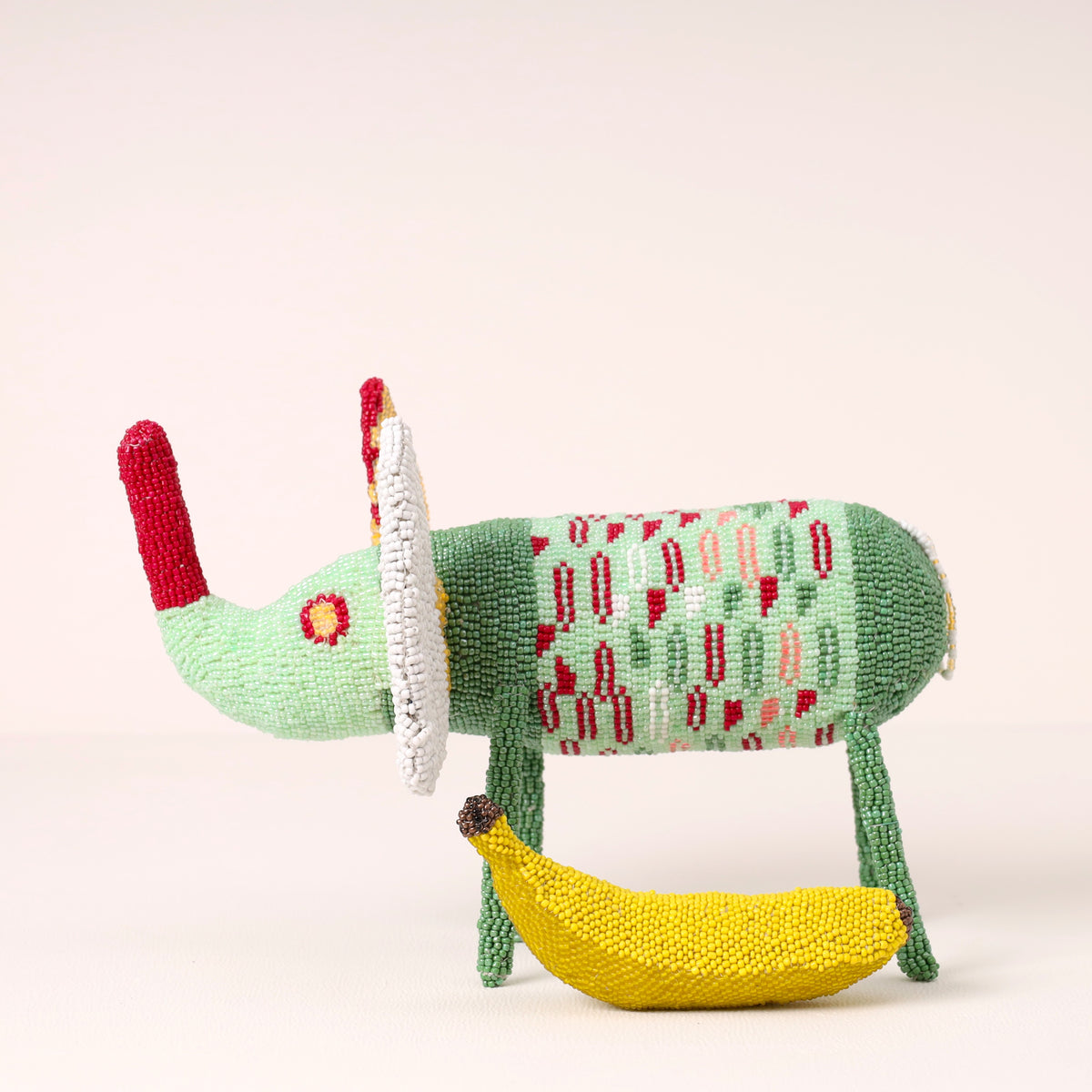 Handmade African beaded elephant sculpture