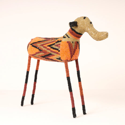 Handmade African beaded elephant sculpture