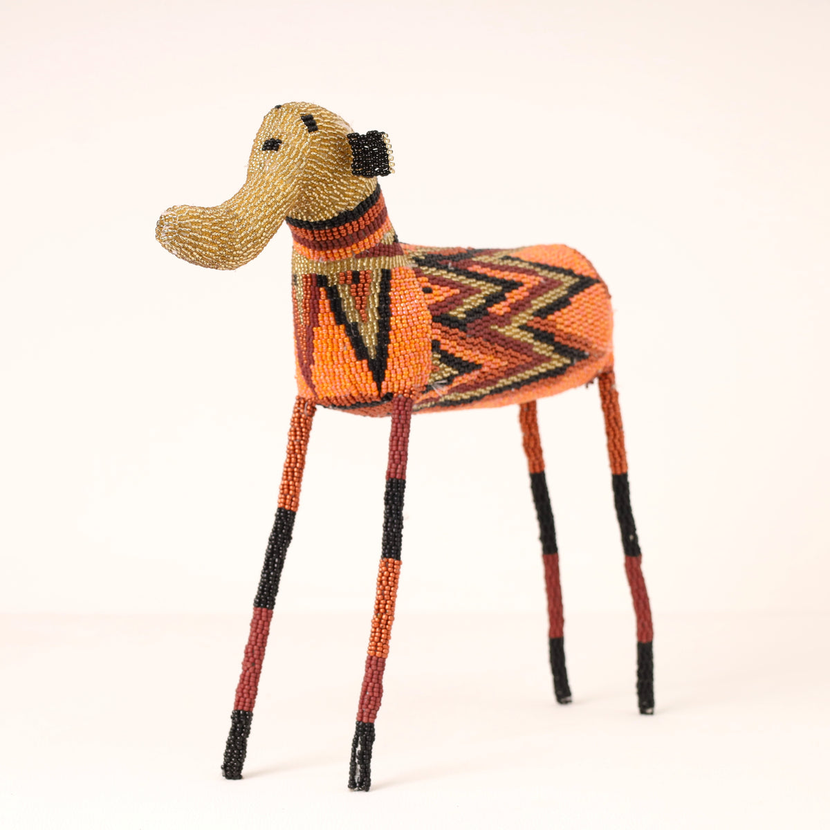 Handmade African beaded elephant sculpture