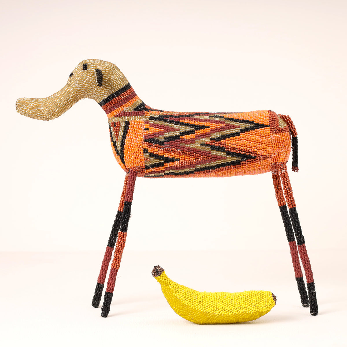 Handmade African beaded elephant sculpture