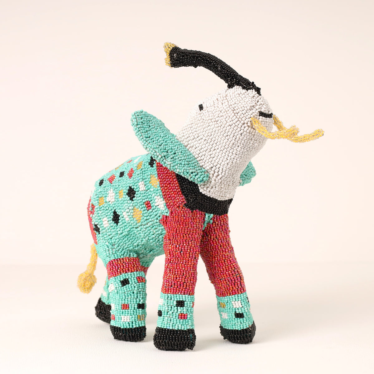 Handmade African beaded elephant sculpture