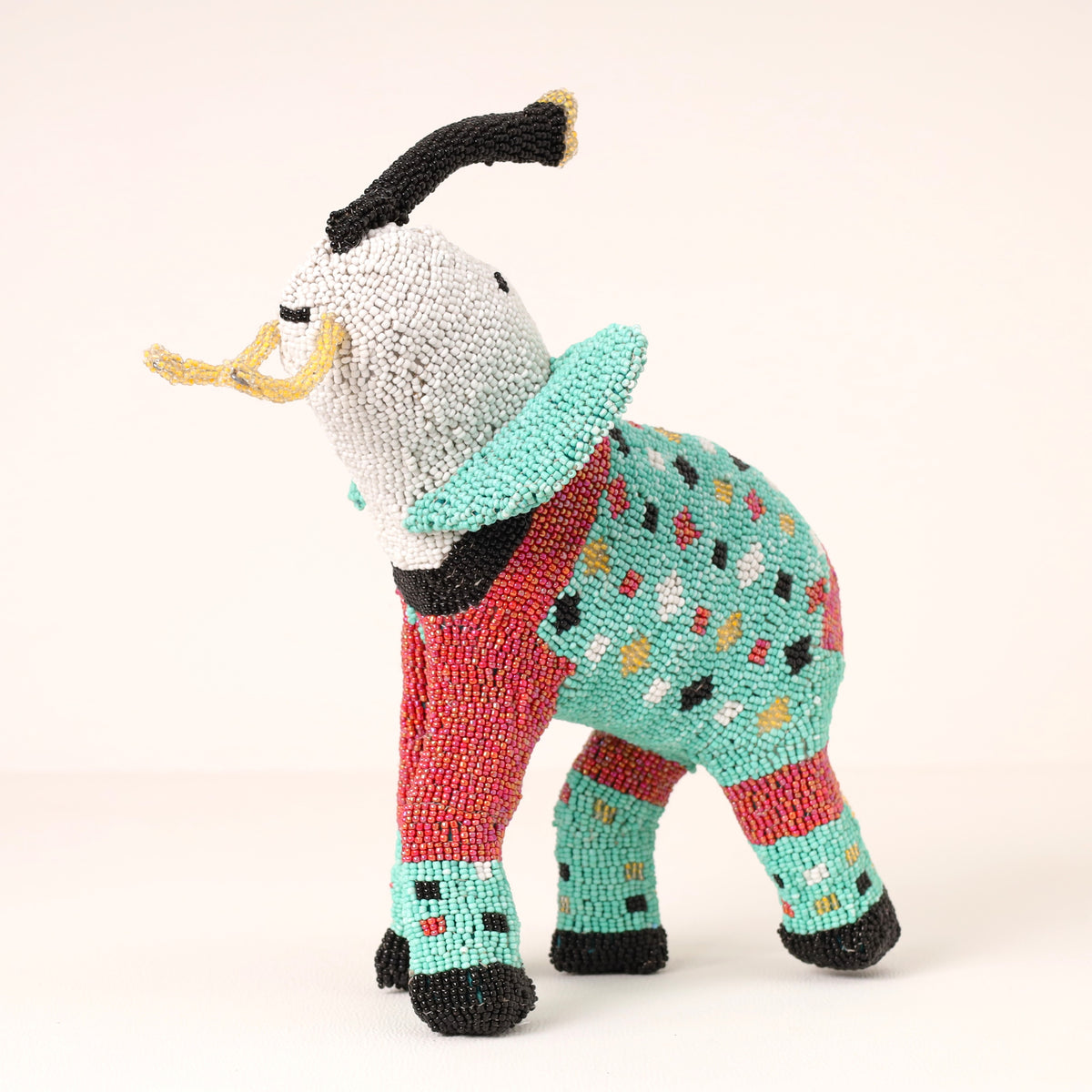 Handmade African beaded elephant sculpture