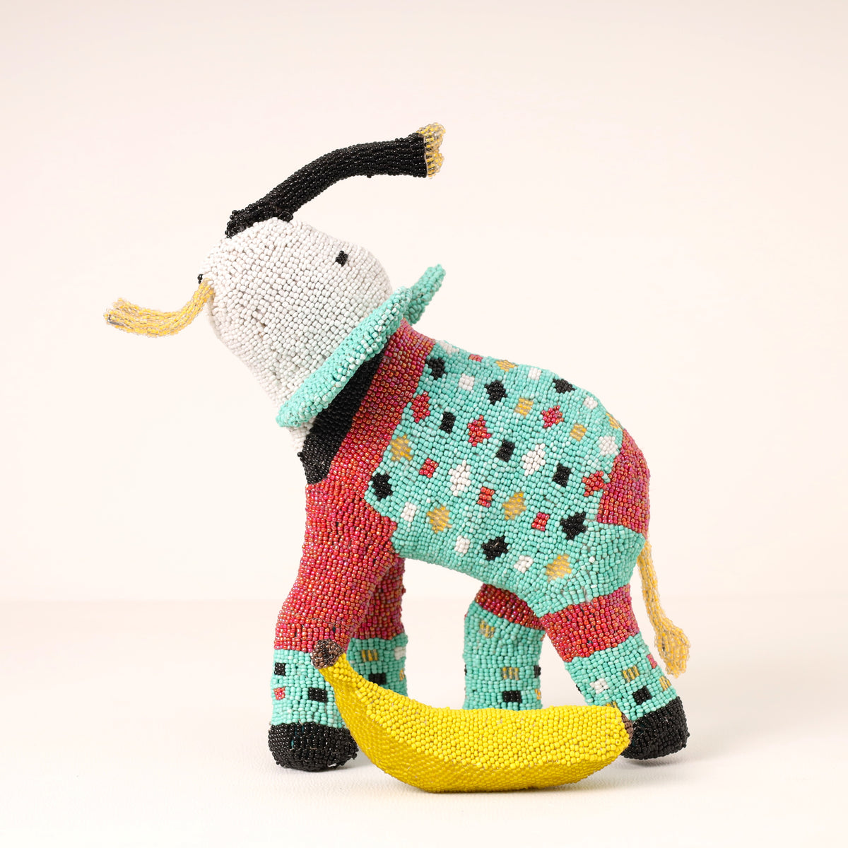 Handmade African beaded elephant sculpture