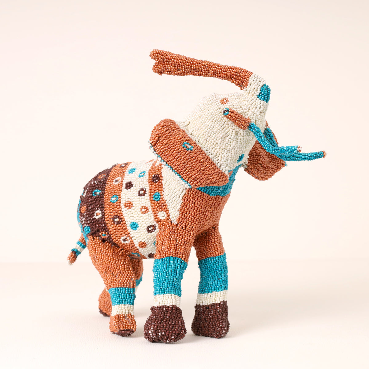 Handmade African beaded elephant sculpture