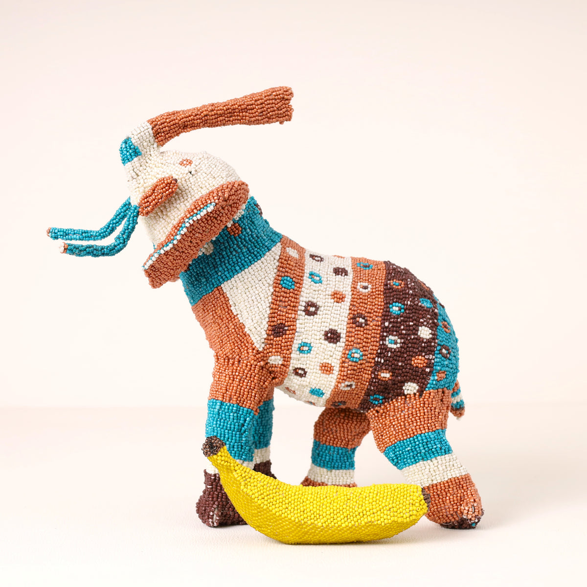 Handmade African beaded elephant sculpture