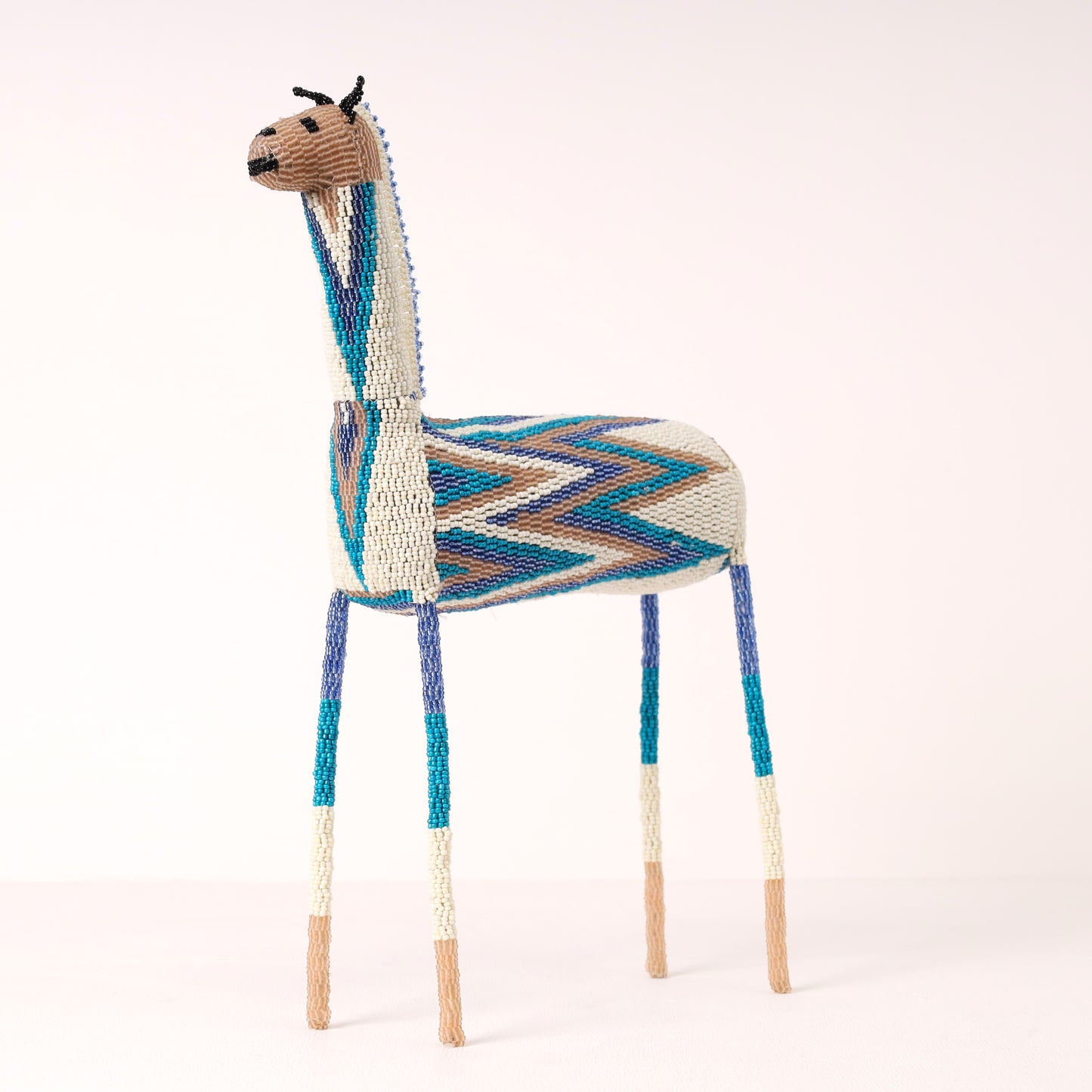 Handmade African beaded giraffe sculpture