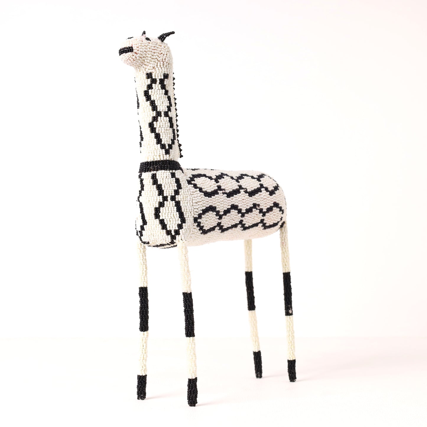 Handmade African beaded giraffe sculpture