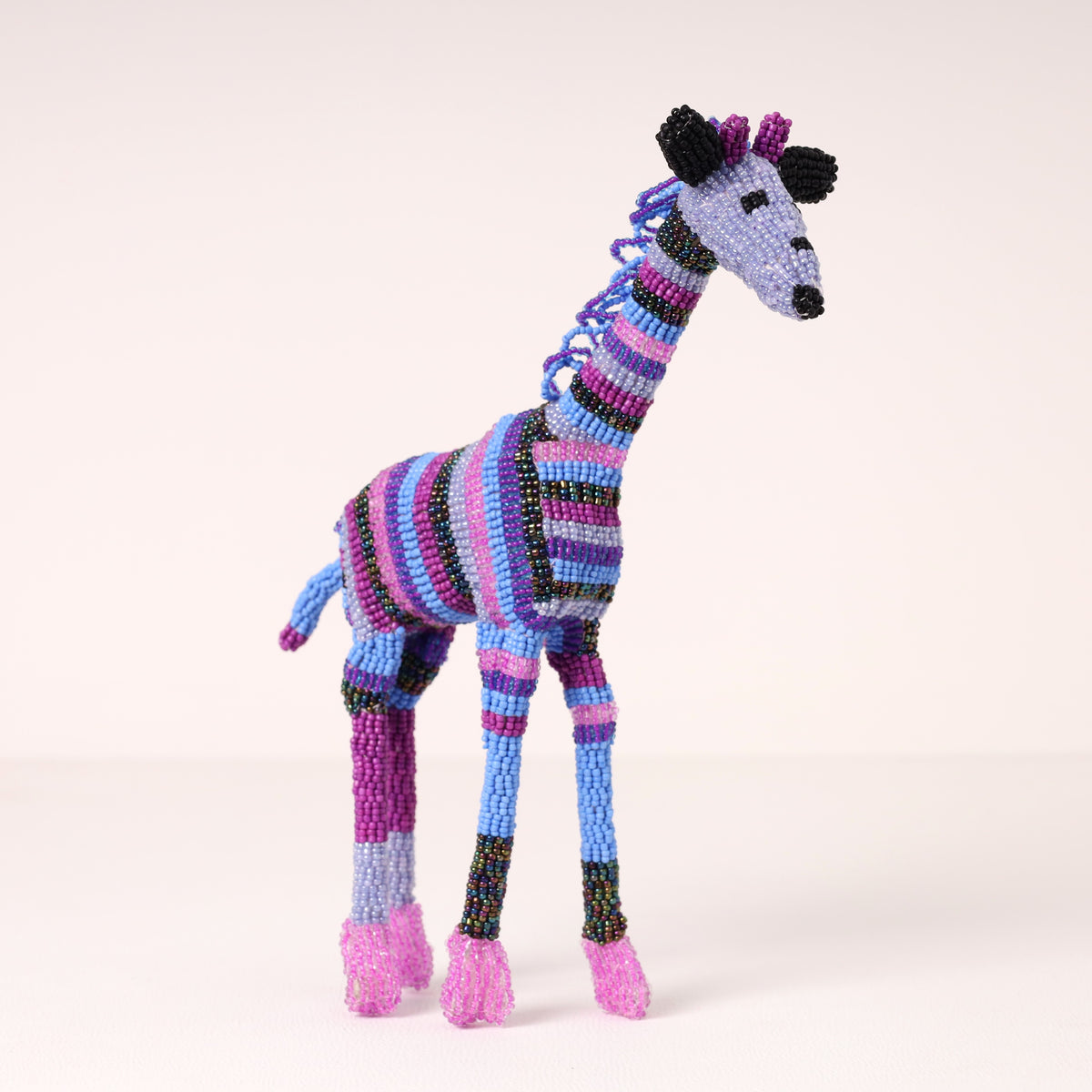 Handmade African beaded giraffe sculpture