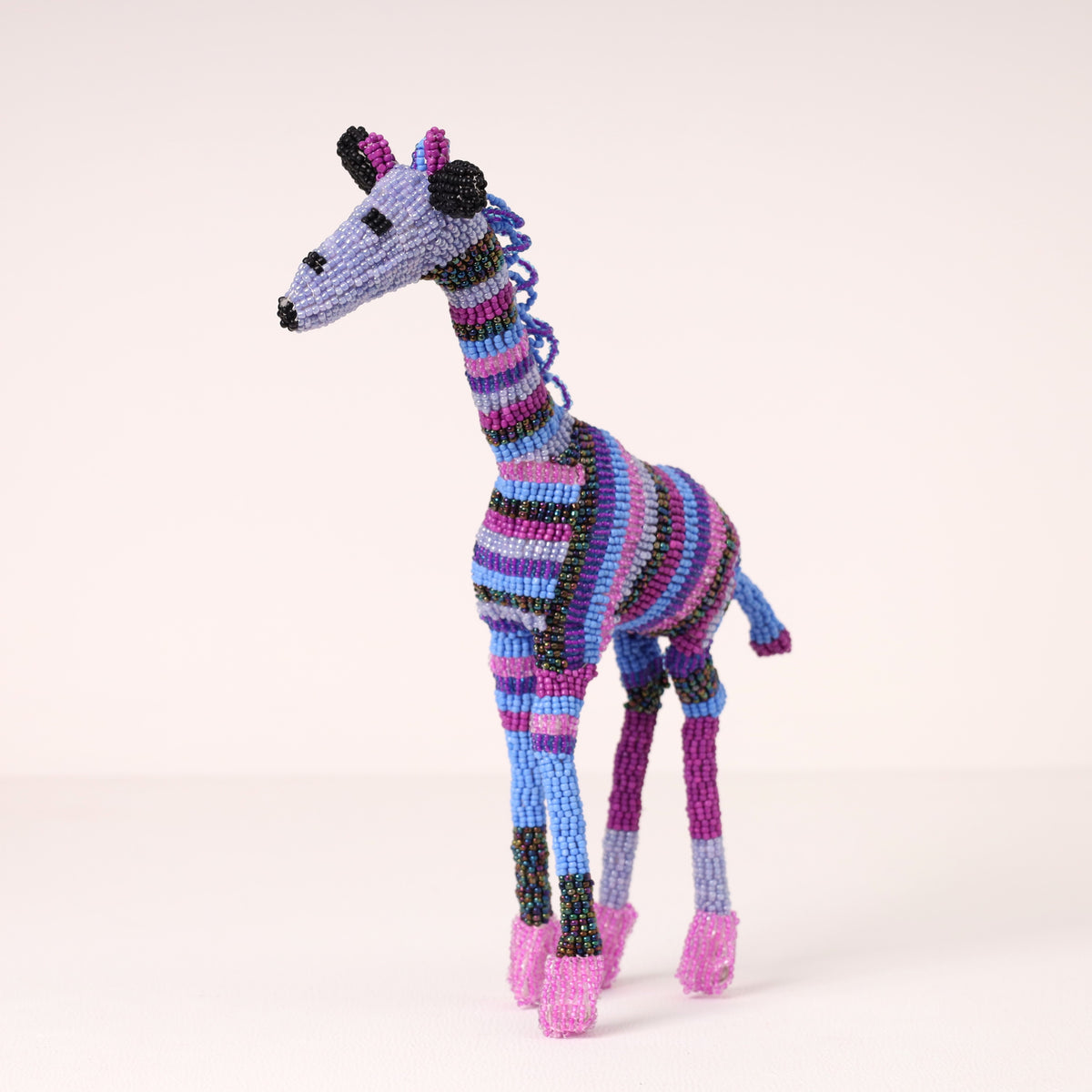 Handmade African beaded giraffe sculpture