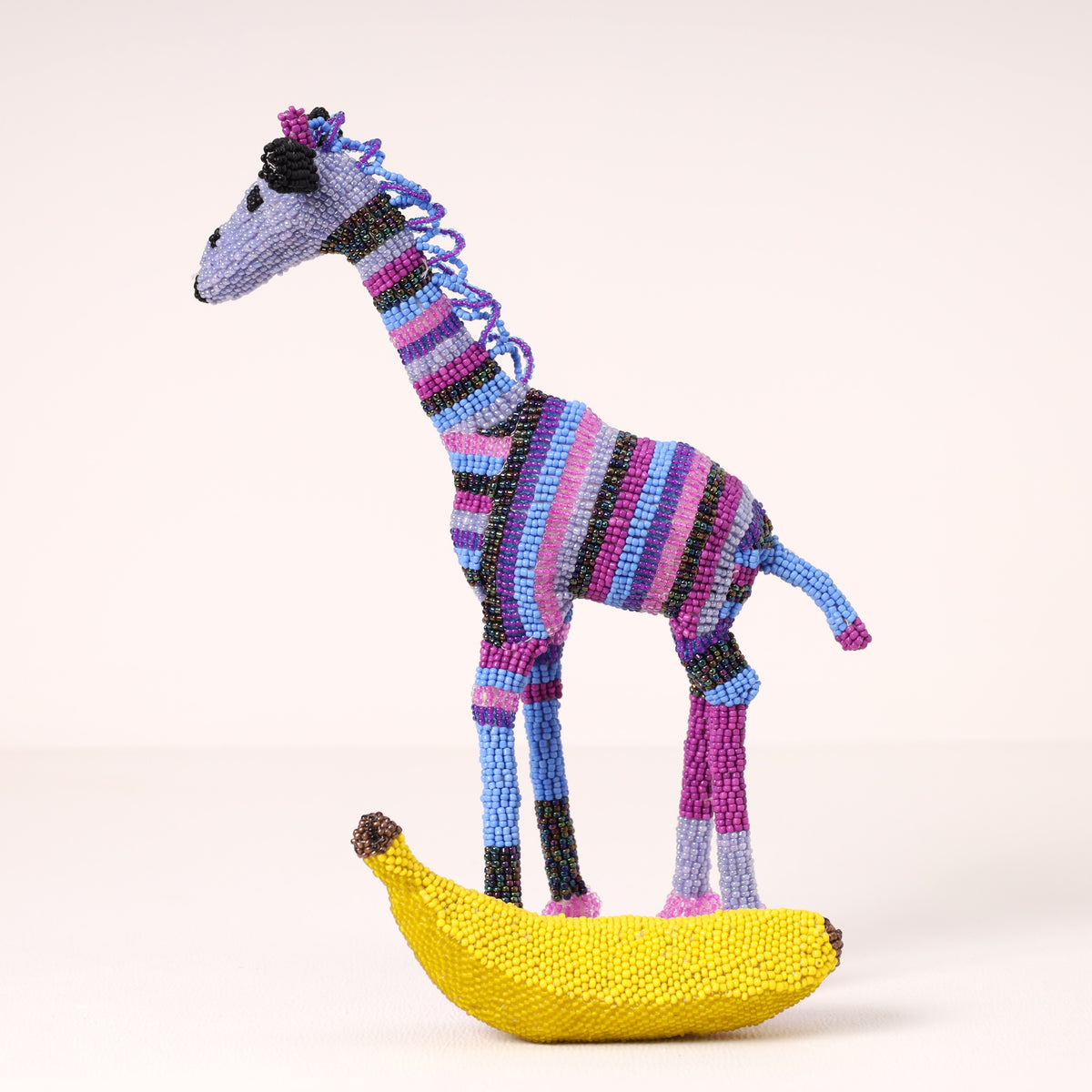 Handmade African beaded giraffe sculpture