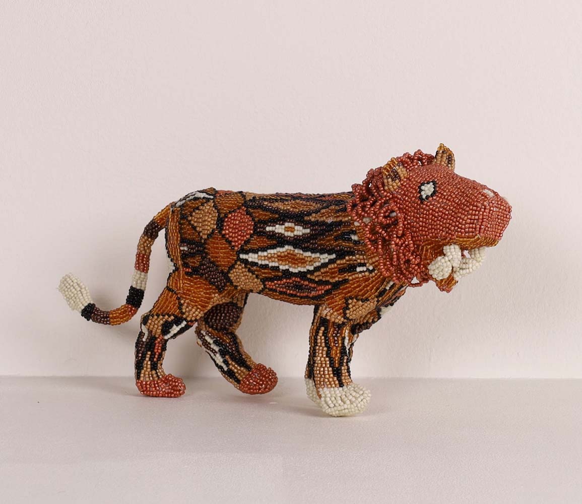 beaded lion art