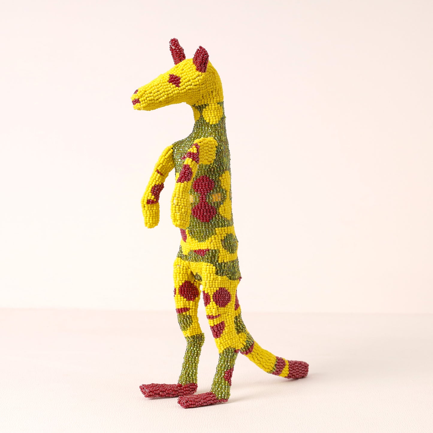 Handmade African beaded meerkat sculpture