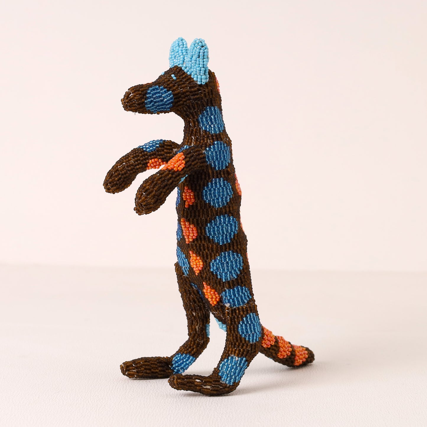 Handmade African beaded meerkat sculpture