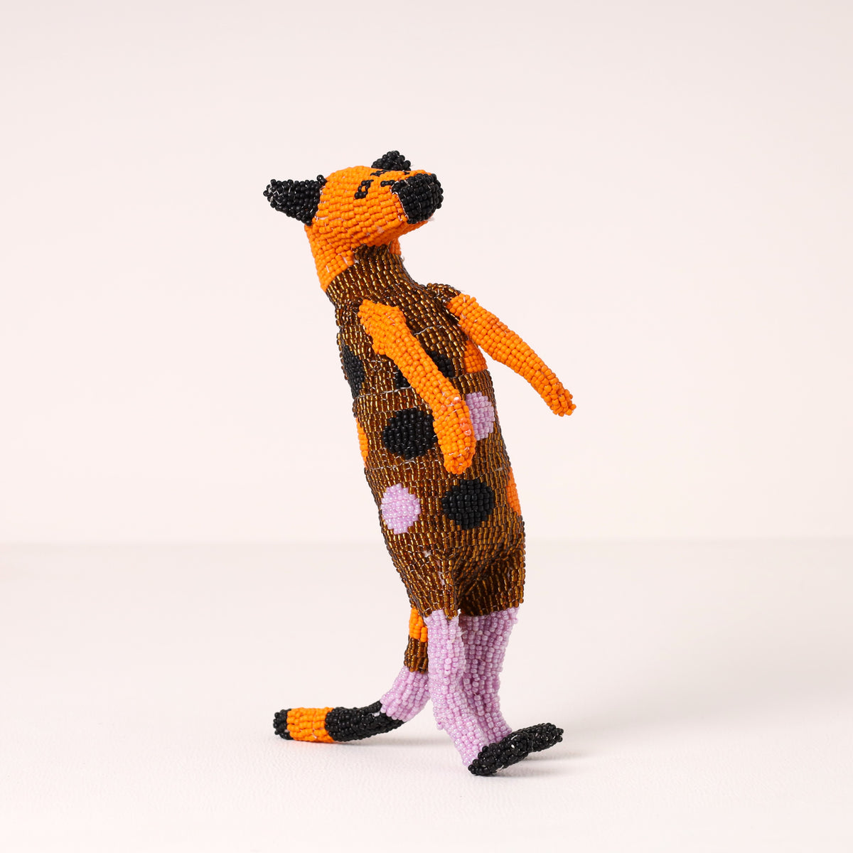 Handmade African beaded meerkat sculpture