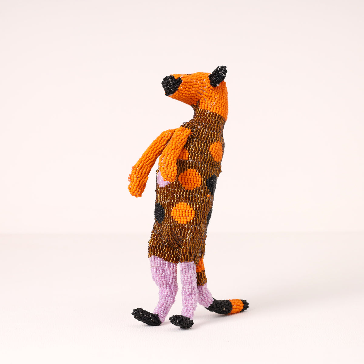 Handmade African beaded meerkat sculpture