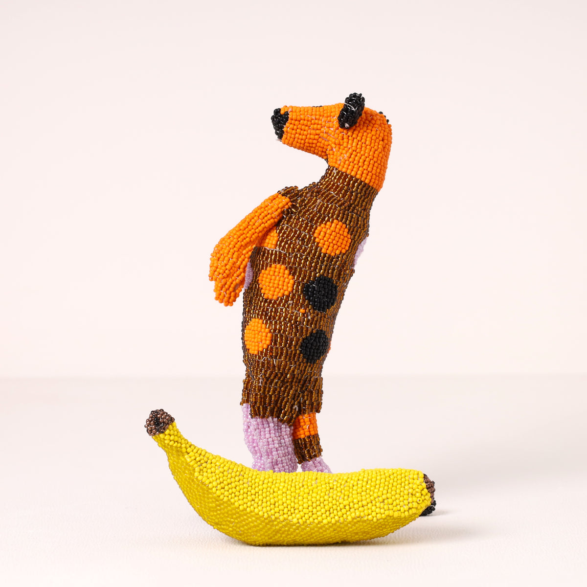 Handmade African beaded meerkat sculpture