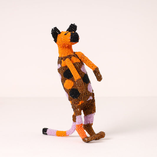 Handmade African beaded meerkat sculpture