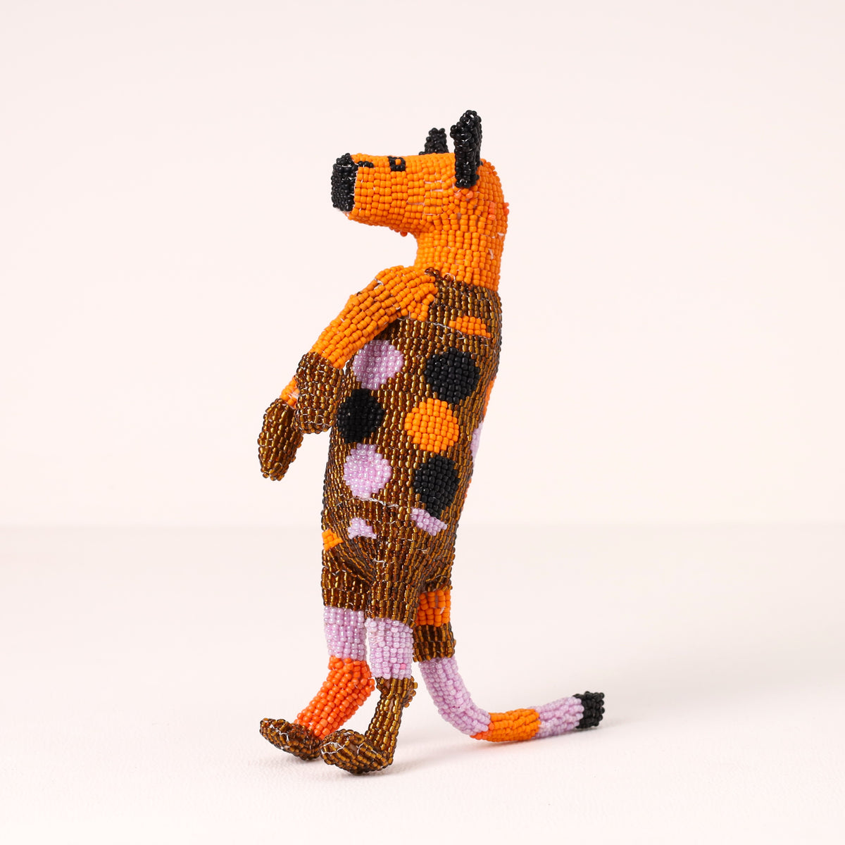 Handmade African beaded meerkat sculpture