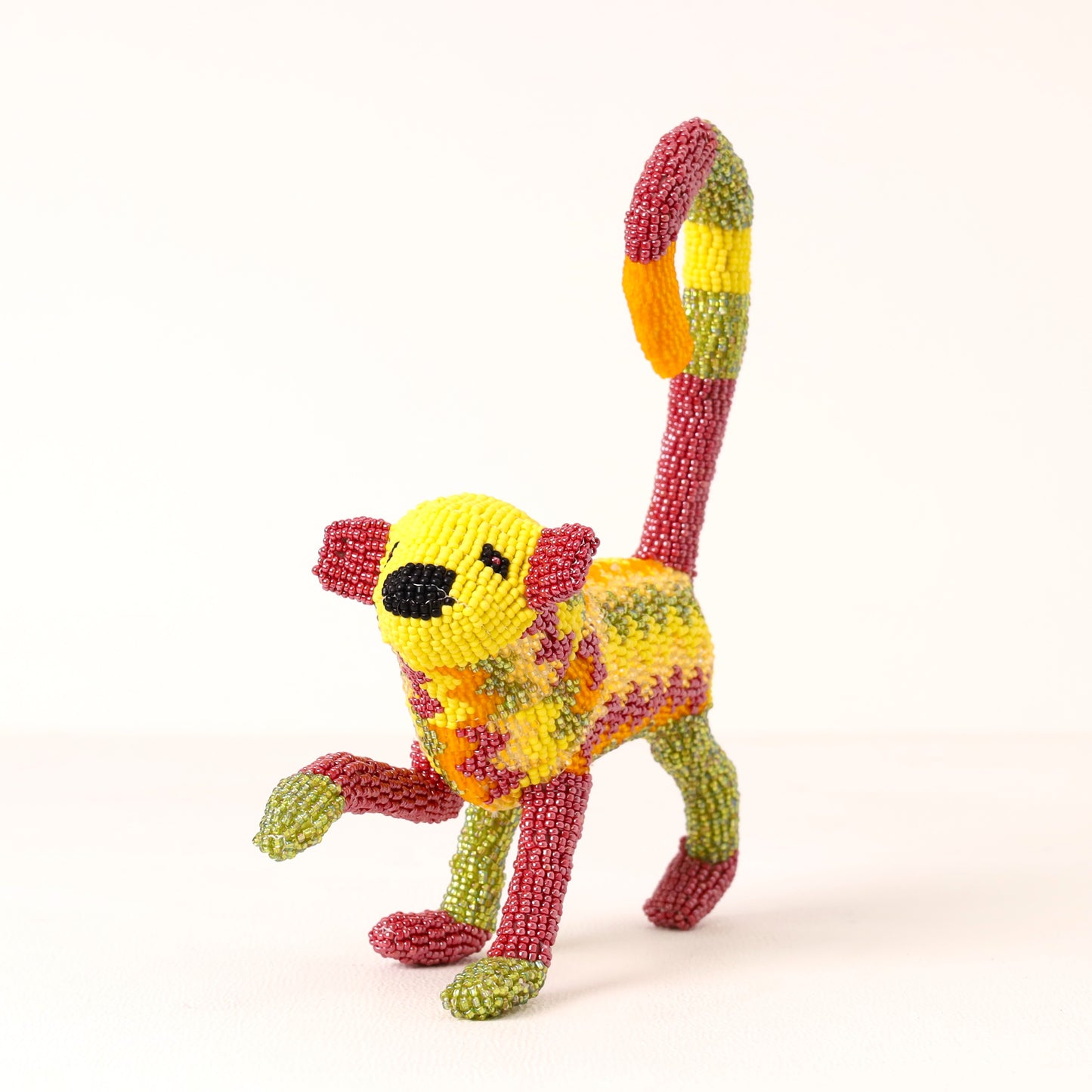 Handmade African beaded monkey sculpture
