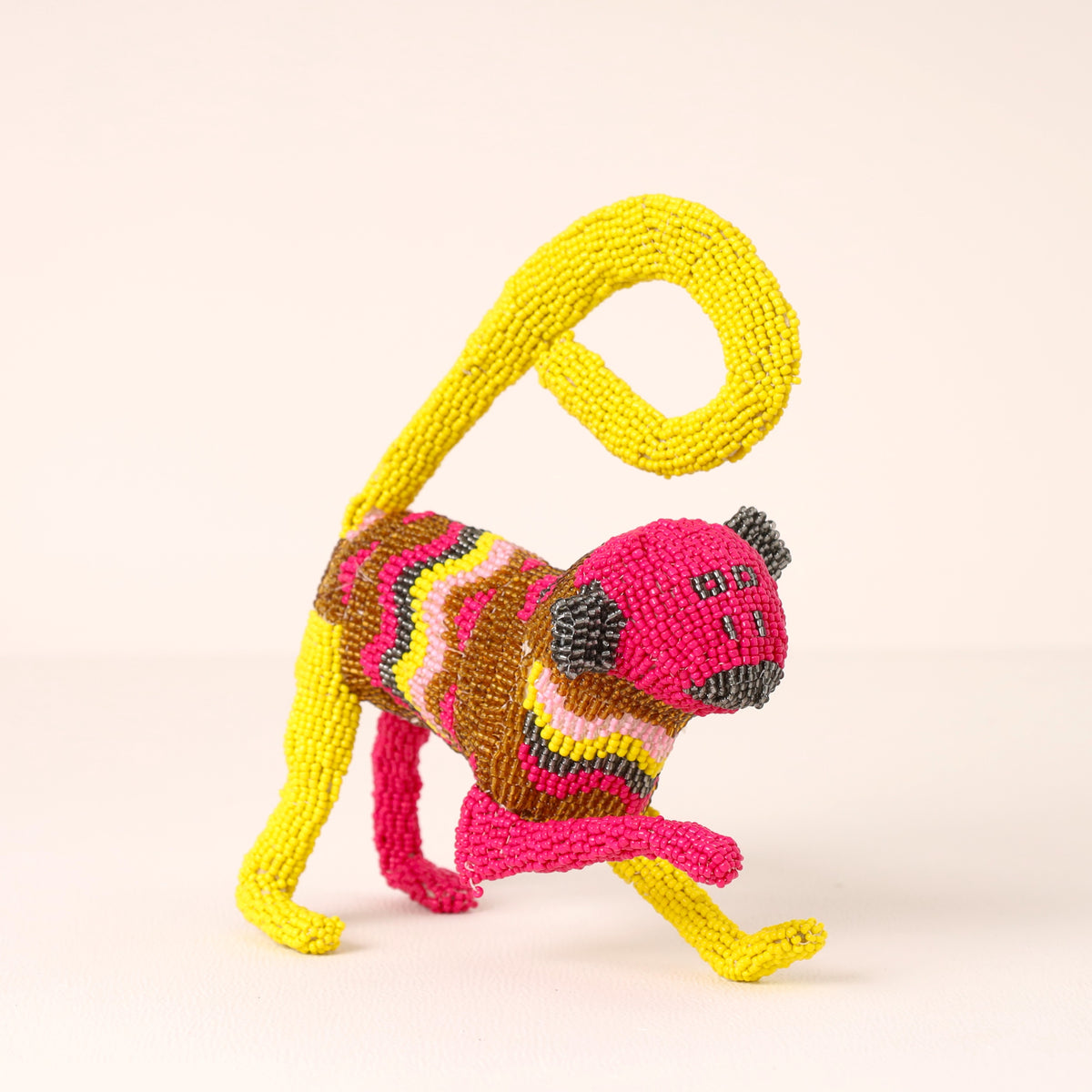 Handmade African beaded monkey sculpture