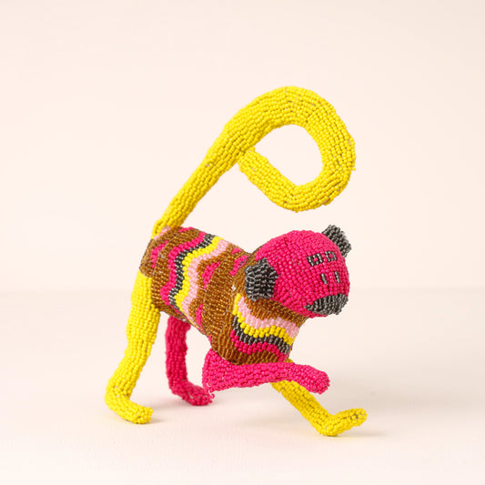 Handmade African beaded monkey sculpture
