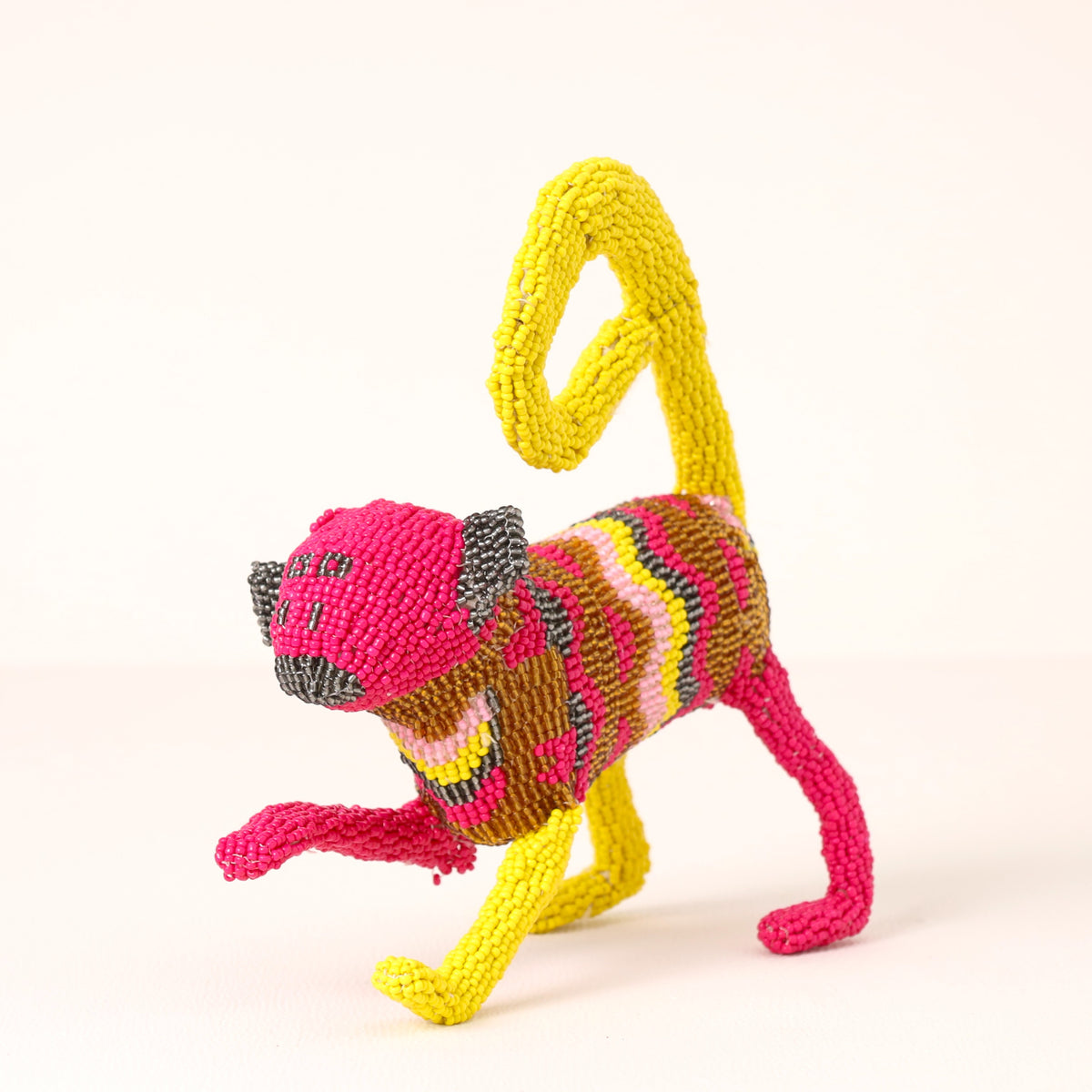Handmade African beaded monkey sculpture