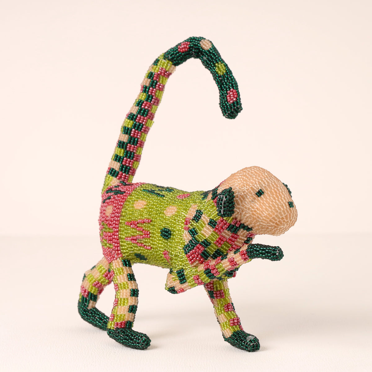 Handmade African beaded monkey sculpture