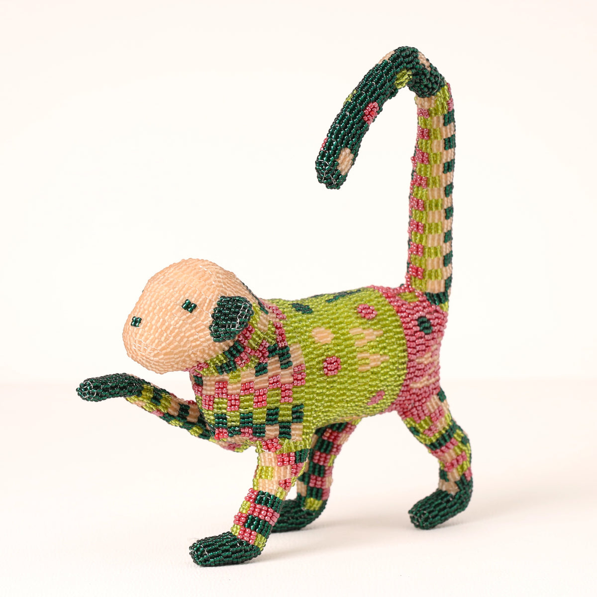 Handmade African beaded monkey sculpture