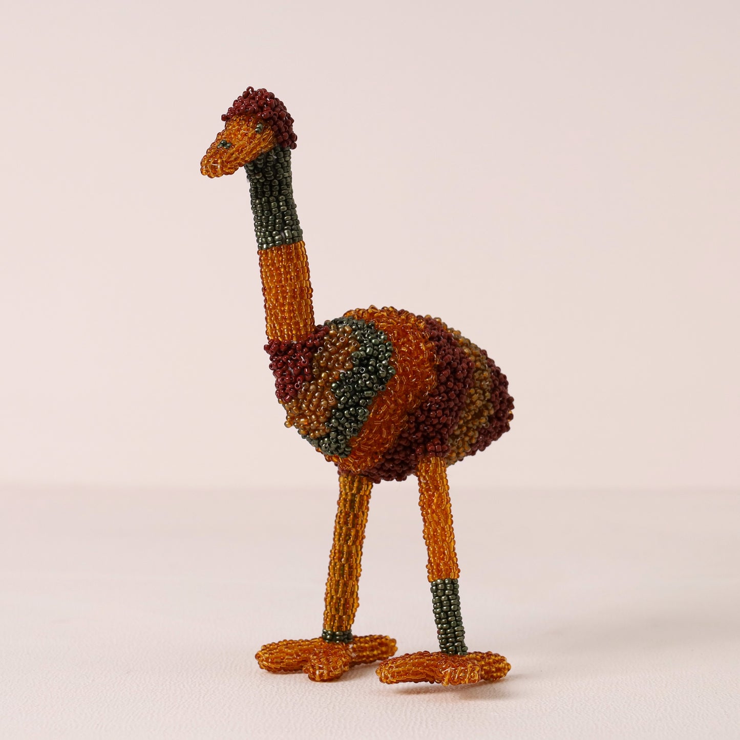 Handmade African beaded ostrich sculpture