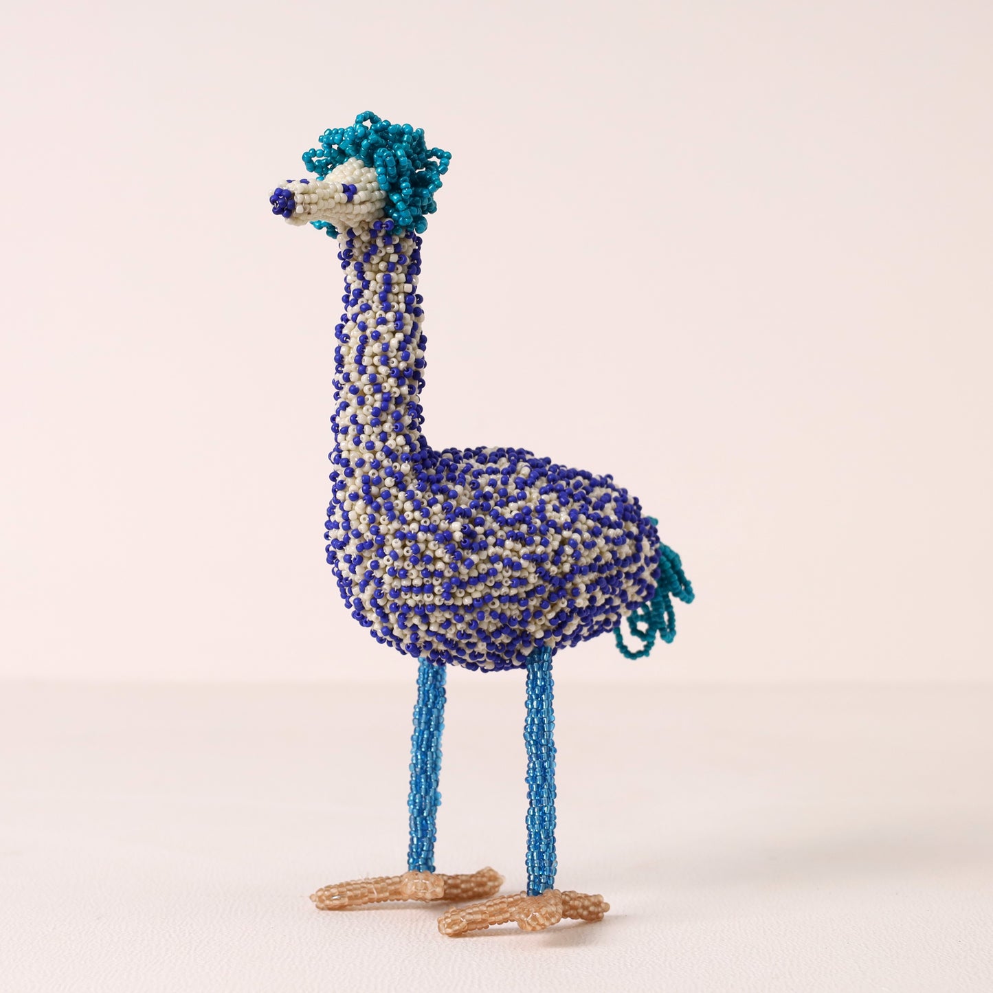Handmade African beaded ostrich sculpture