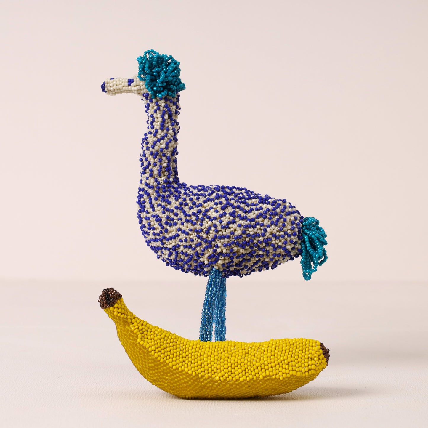 Handmade African beaded ostrich sculpture
