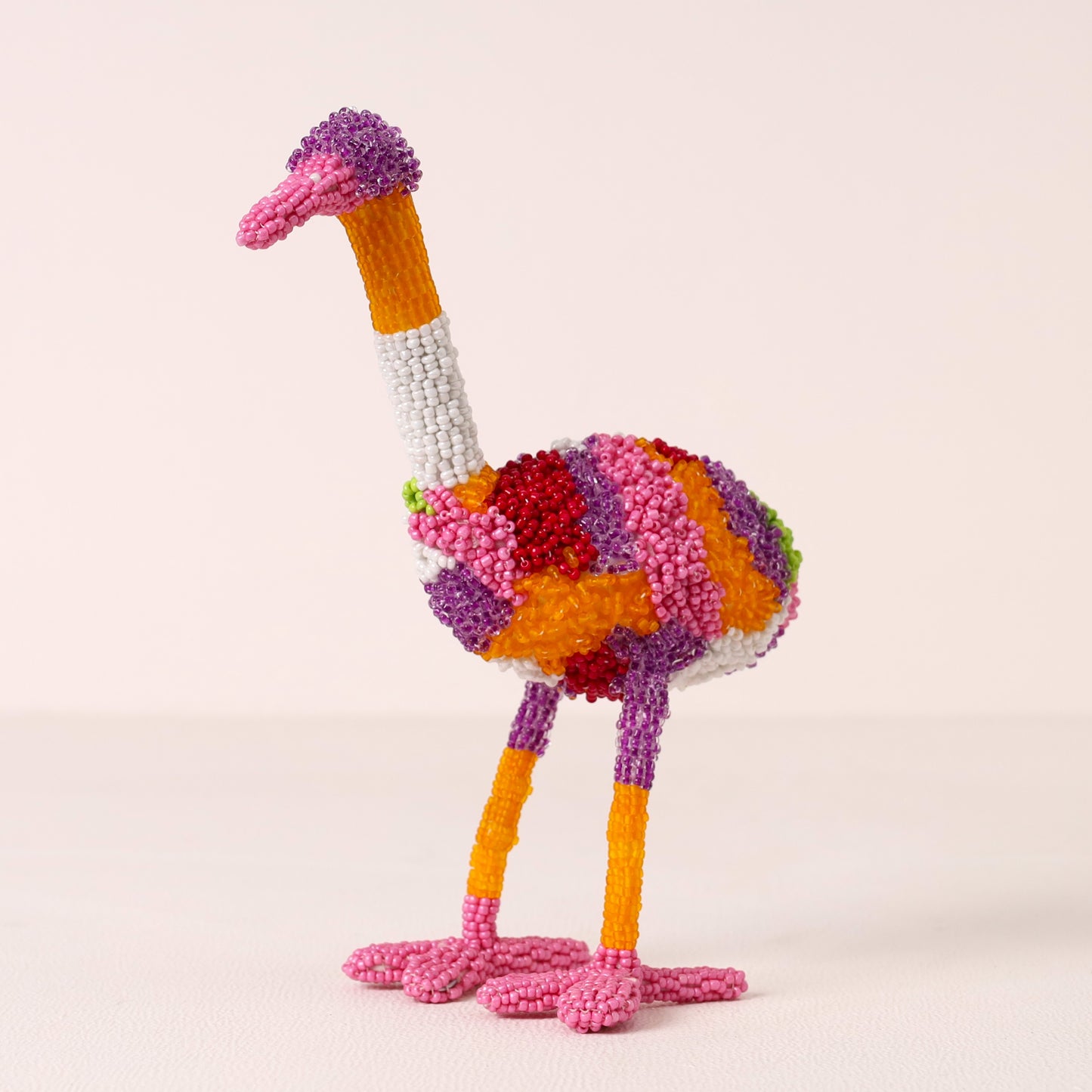 Handmade African beaded ostrich sculpture