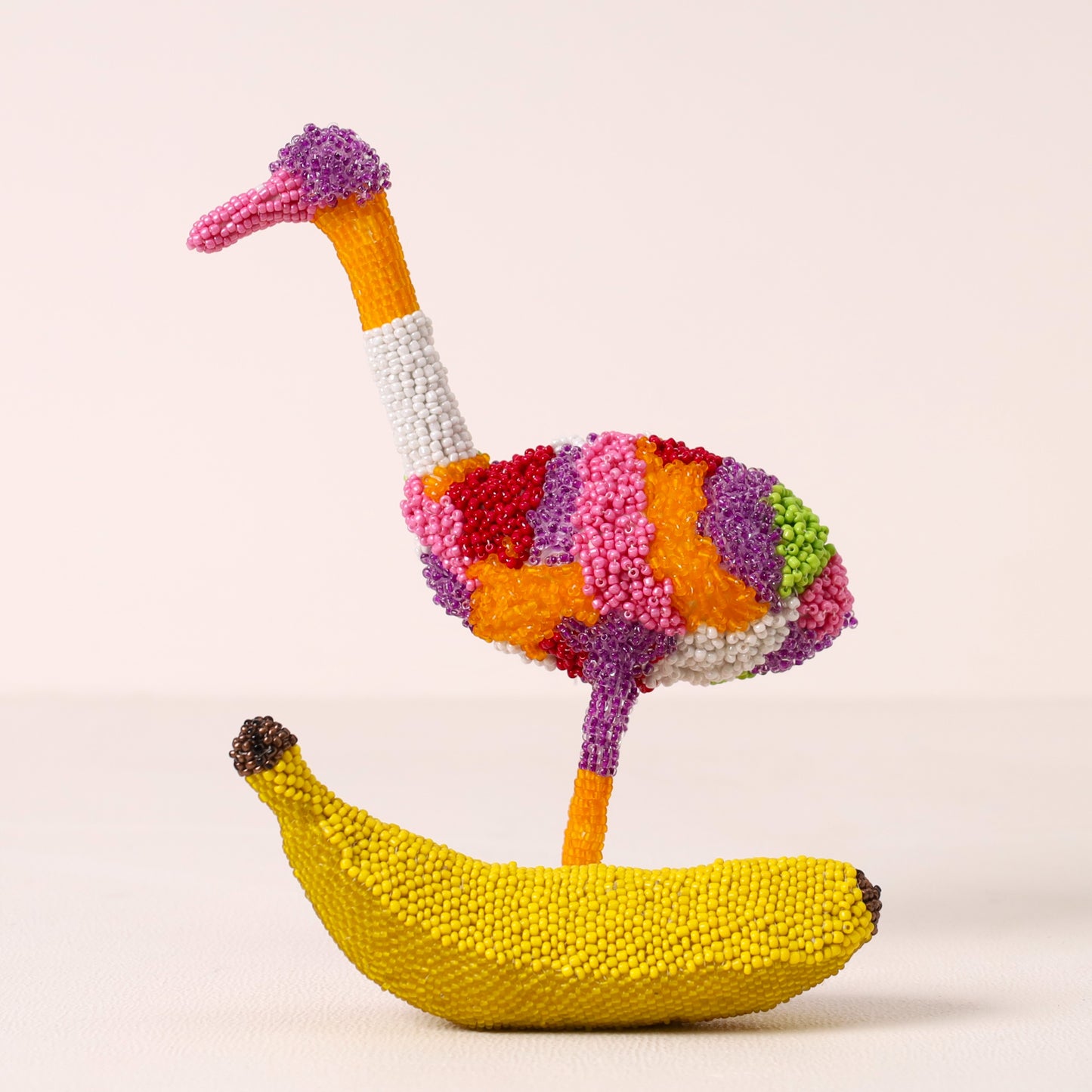 Handmade African beaded ostrich sculpture
